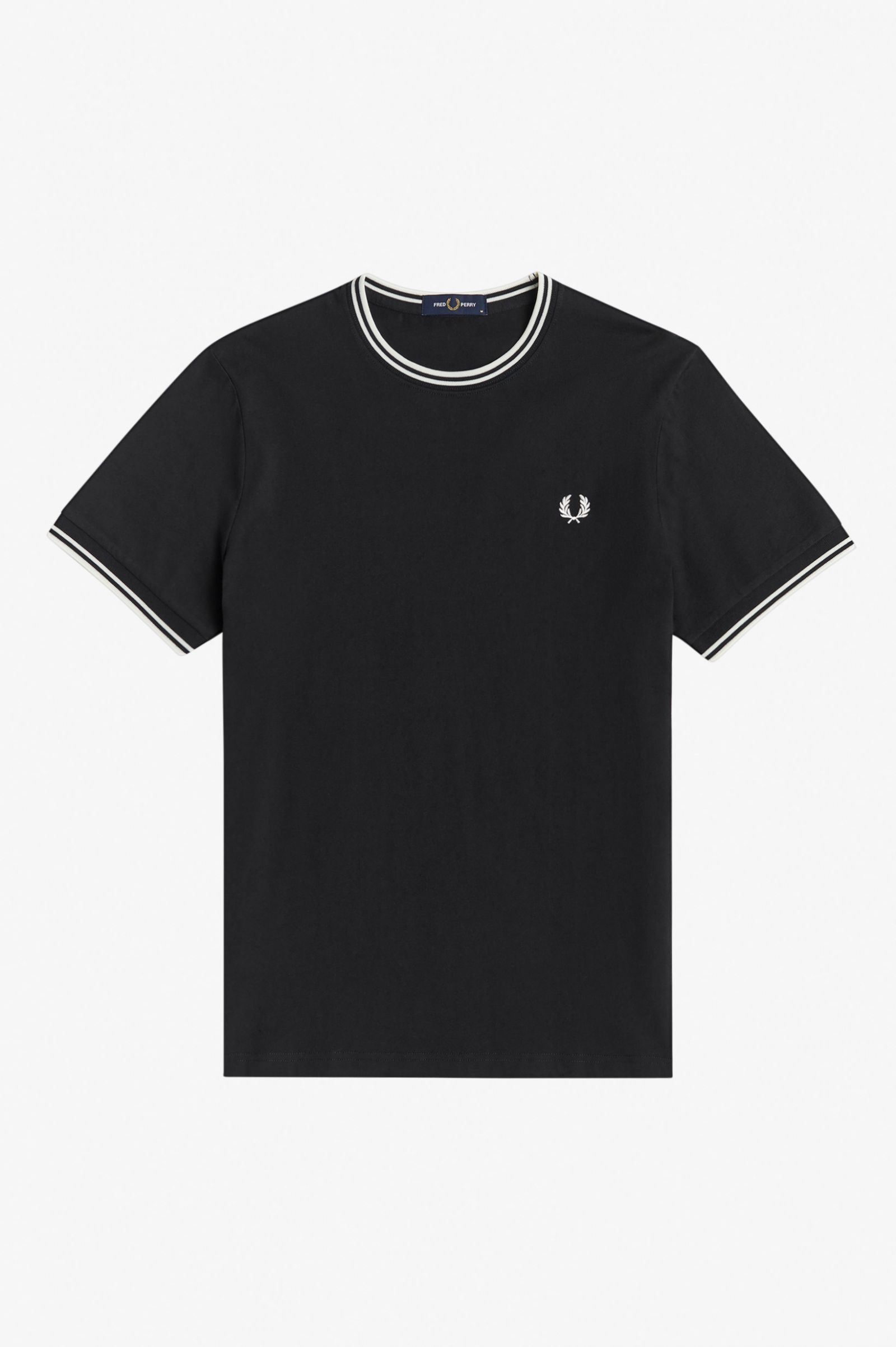 Fred Perry Twin Tipped T-Shirt in Schwarz/Weiss