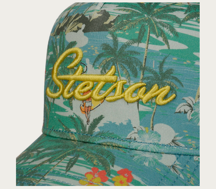 Stetson Surf Island Trucker Cap in Green-Blue