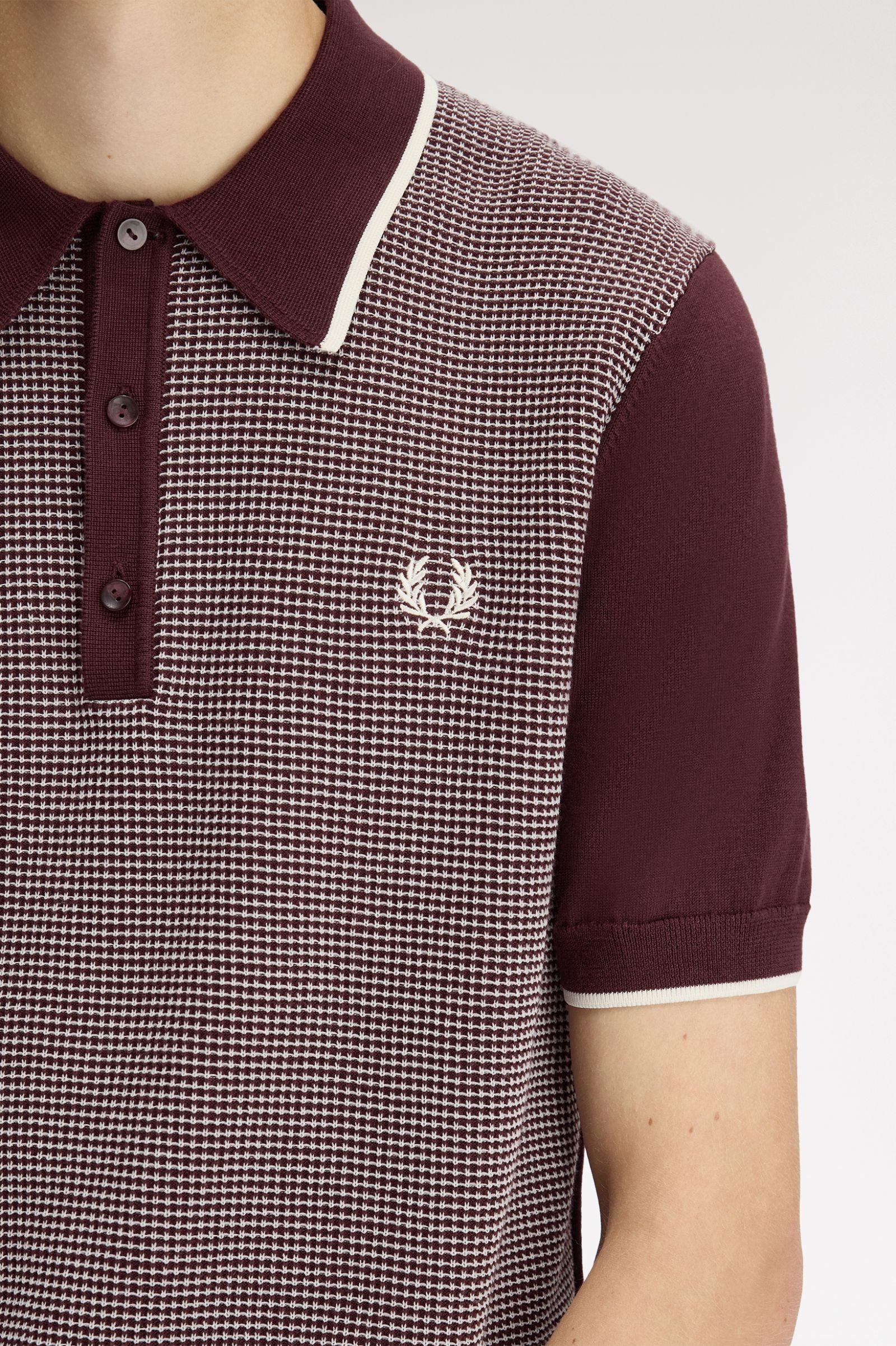Fred Perry Tonic Waffle Knitted Shirt (Oxblood)