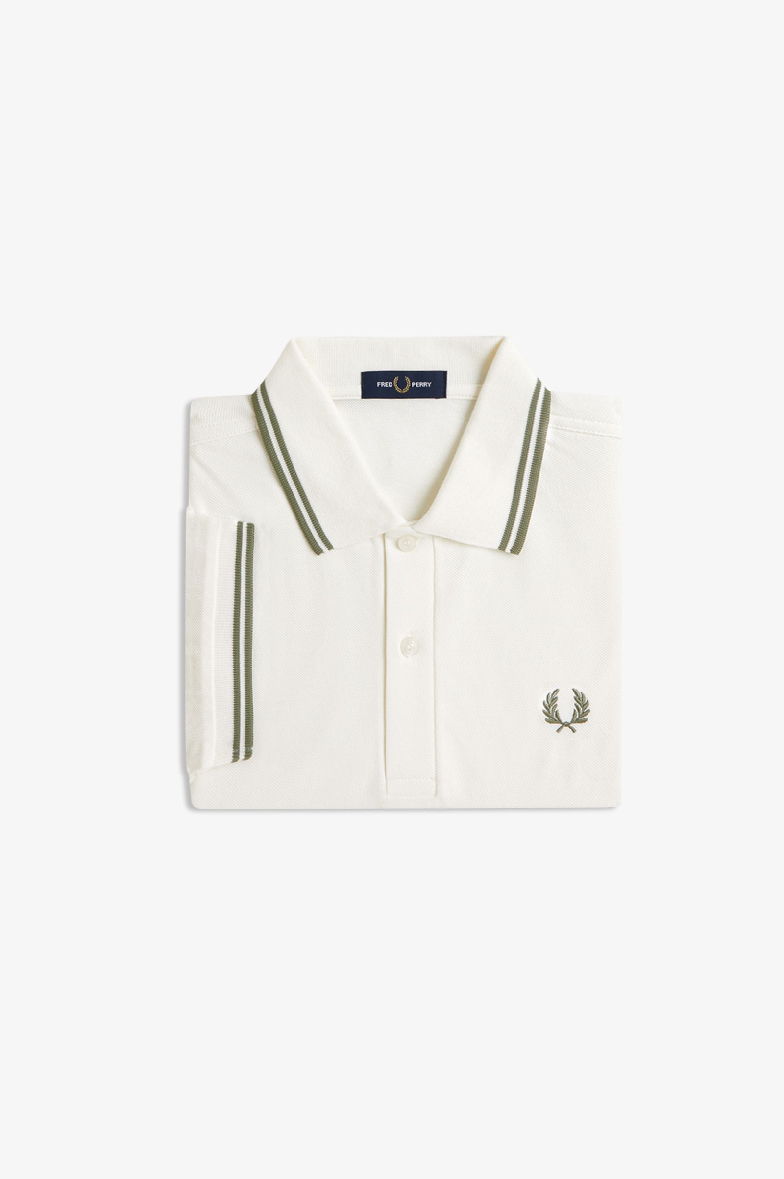 Fred Perry Shirt M3600 in Light Ecru/Olive Mint