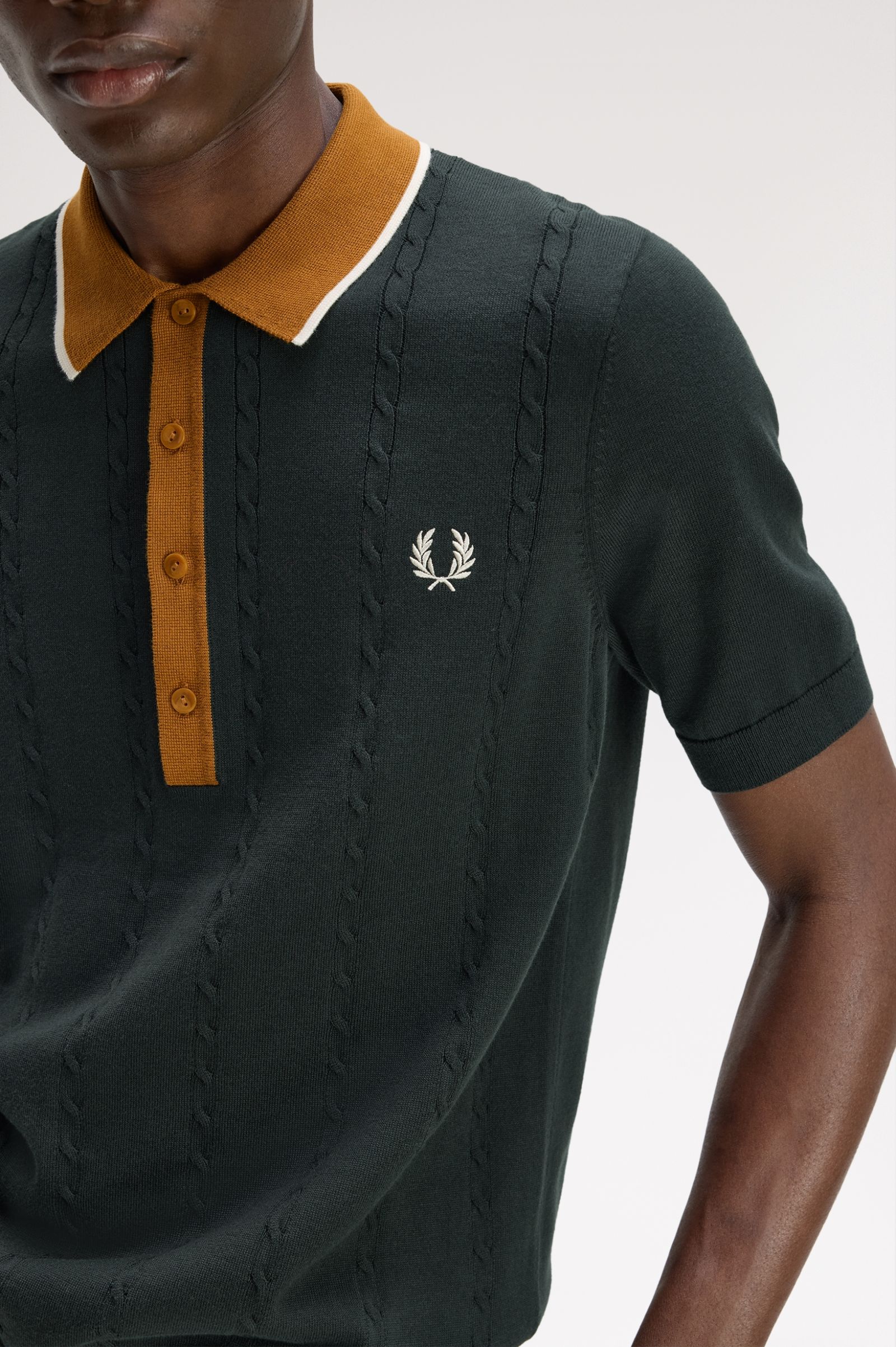 Fred Perry Cable Knitted Shirt (Night Green)