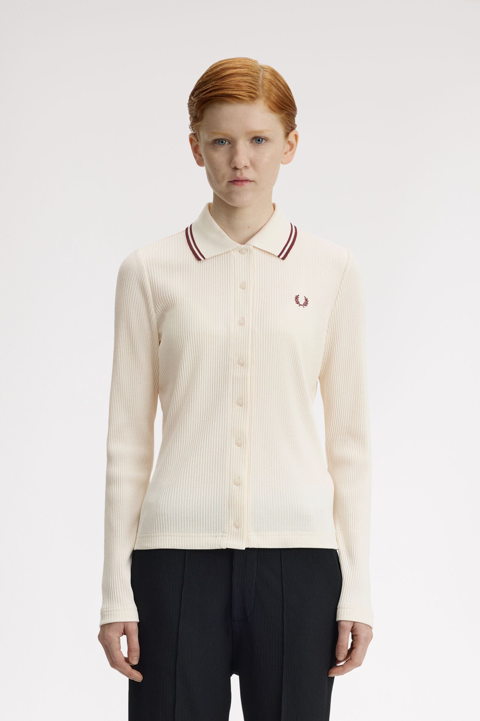 Fred Perry Button Through Rib Polo Shirt (Ecru)