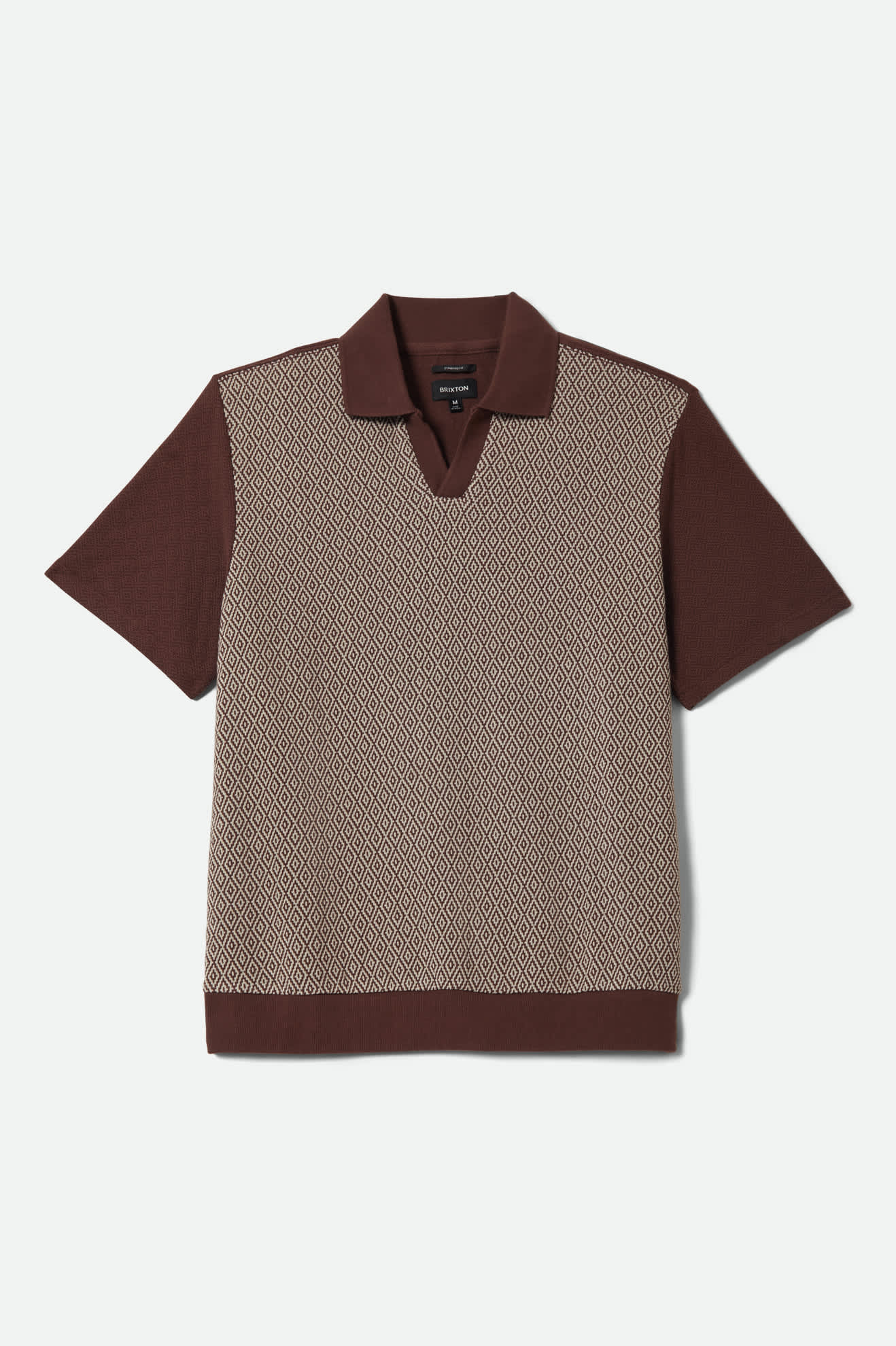Brixton Jacquard Short Sleeve Theo (Chocolate/Off White)
