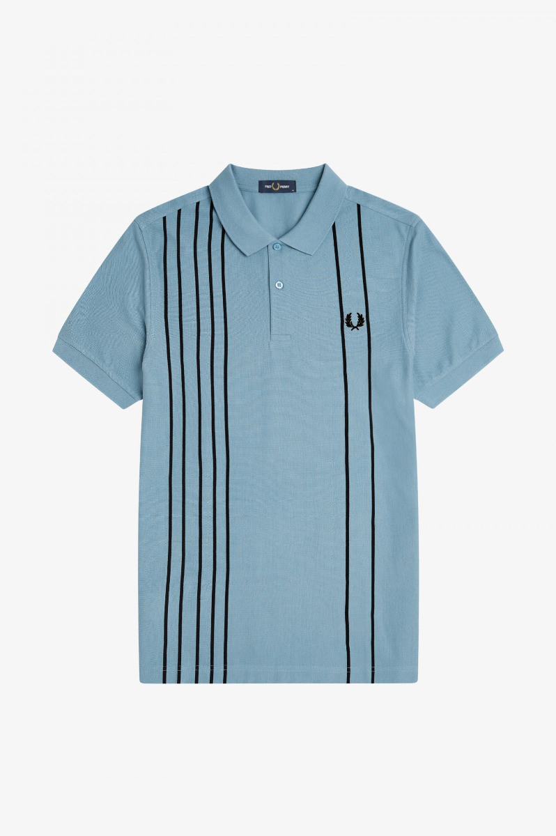Fred Perry Refined Stripe Polo Smoke Blue-S