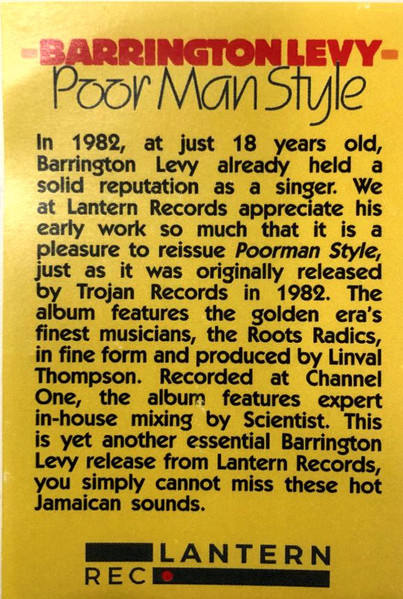 Barrington Levy – Poor Man Style (LP)