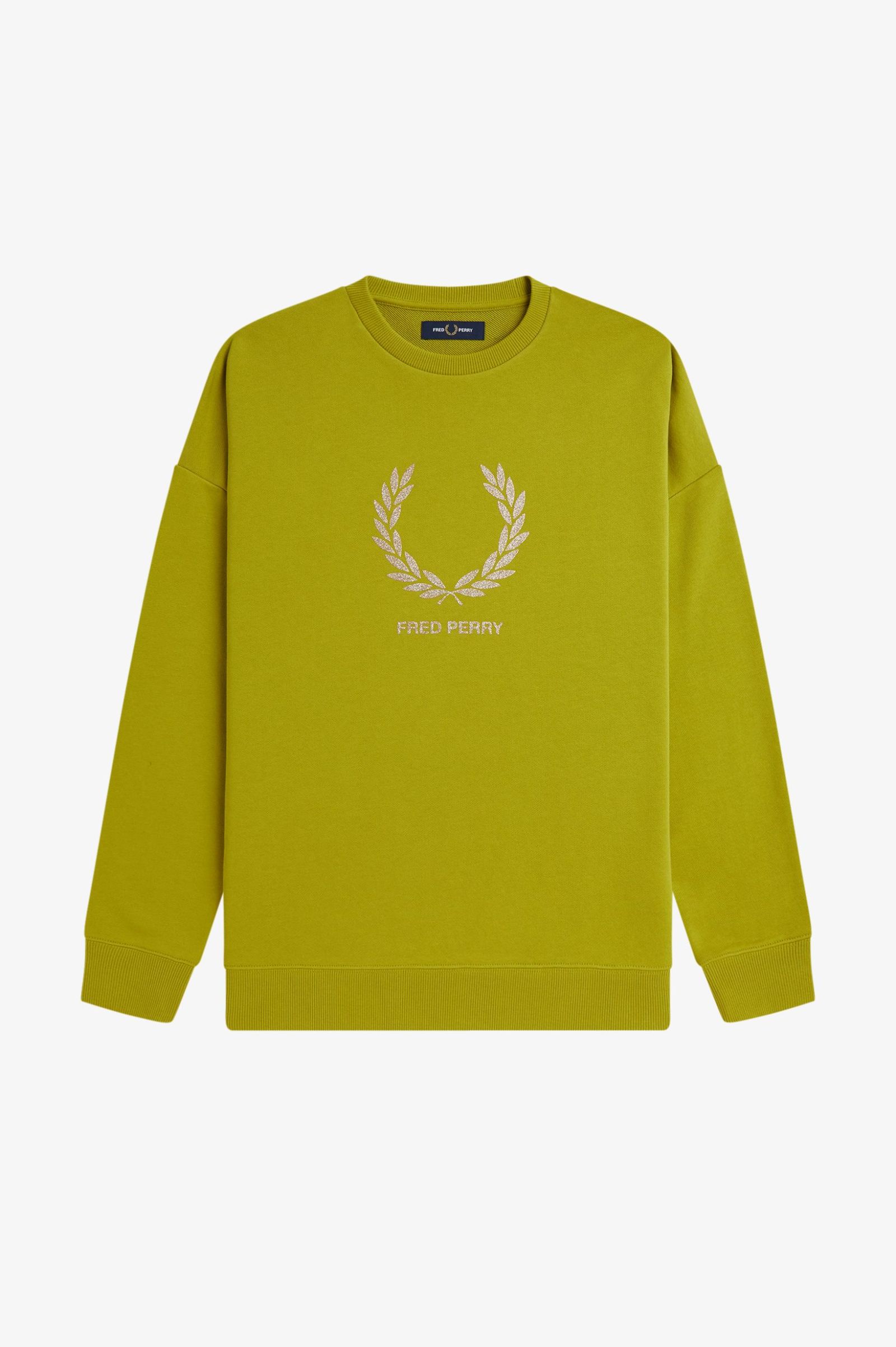 Fred Perry Glitter Print Sweatshirt (Tennis Ball Yellow)