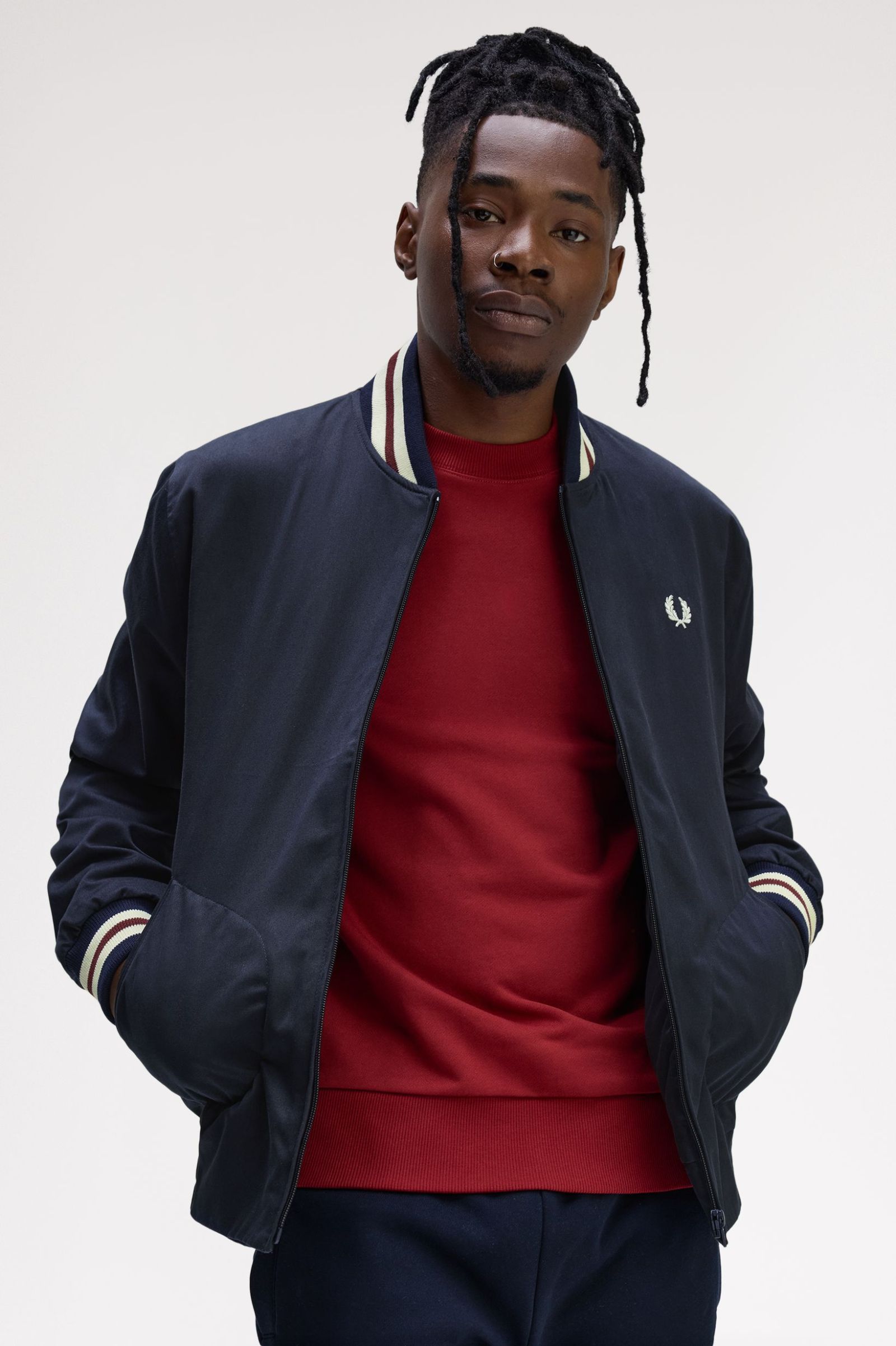 Fred Perry Twill Tennis Bomber Jacket (Navy)