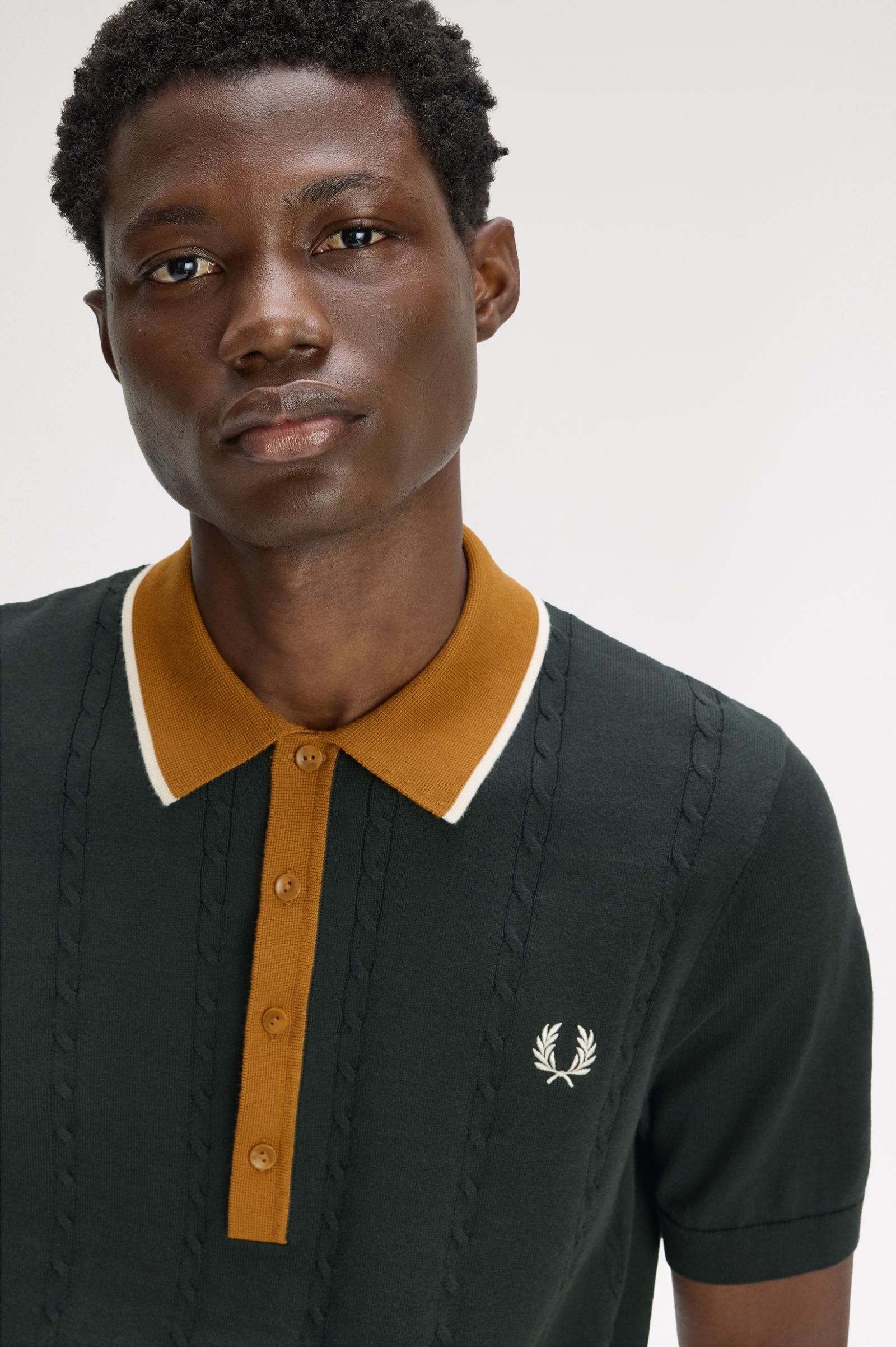 Fred Perry Cable Knitted Shirt (Night Green)