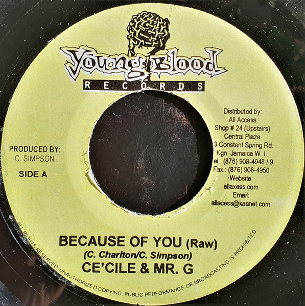 Ce'cile & Mr. G   – Because Of You (Raw) / Because Of You (Edited)  (7")