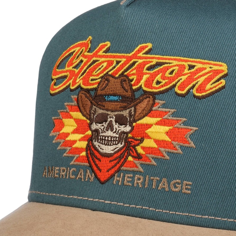 Stetson Western Cowboy Skull Trucker Cap (Petrol Blue)