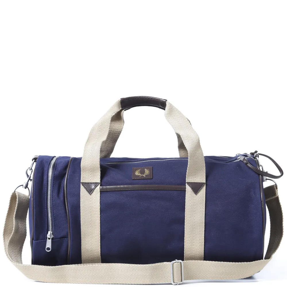 Fred Perry Classic Canvas Barrel Bag in Carbon Blue