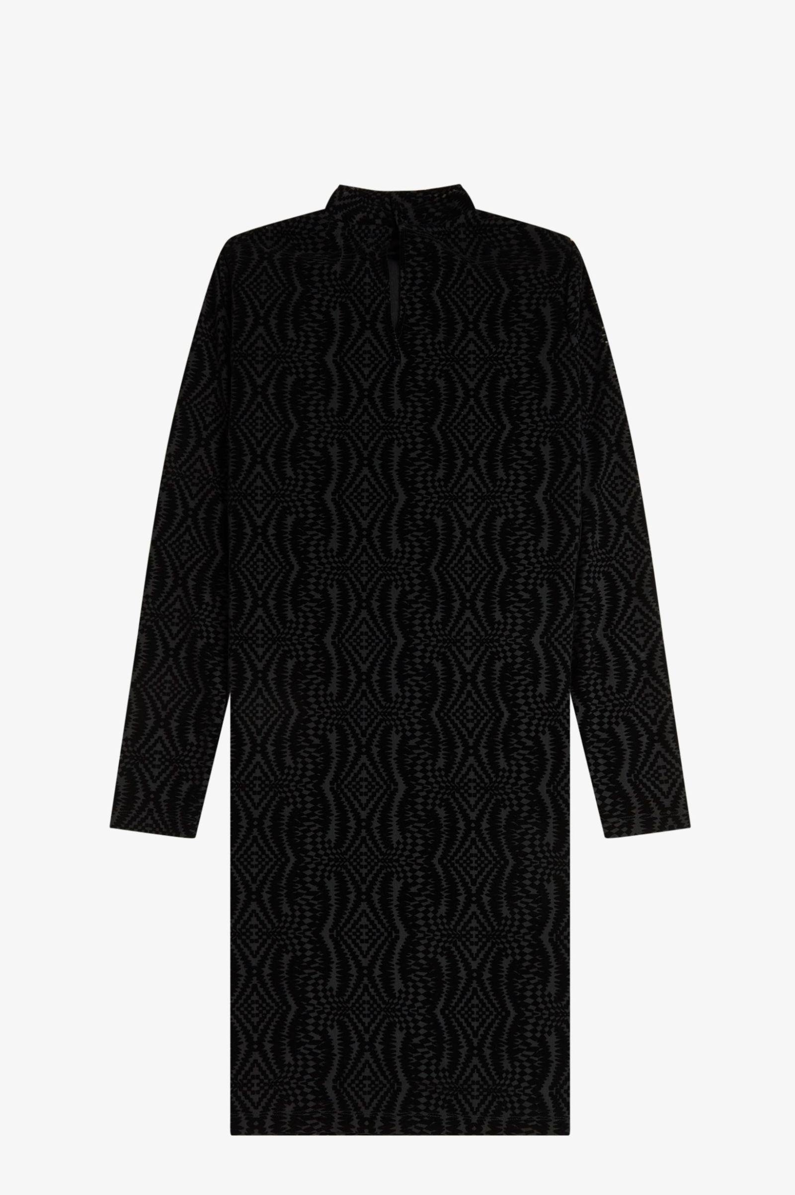 Fred Perry Flock Print Mesh Dress (Black)