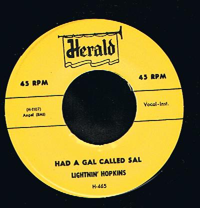 Lightnin' Hopkins - Had A Gal Called Sal (7")