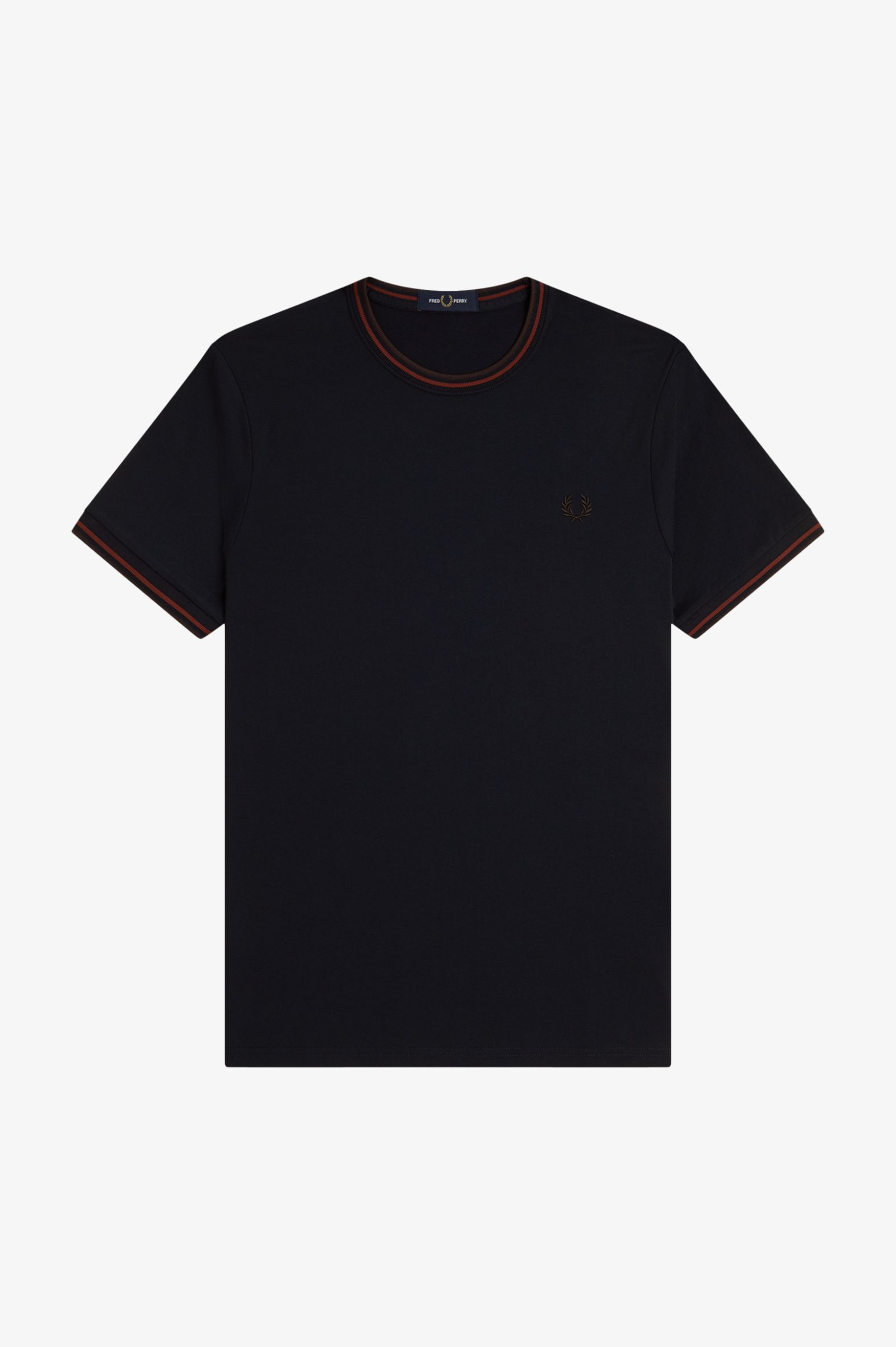 Fred Perry Twin Tipped T-Shirt (Navy/Brandy/Rich Brown) 