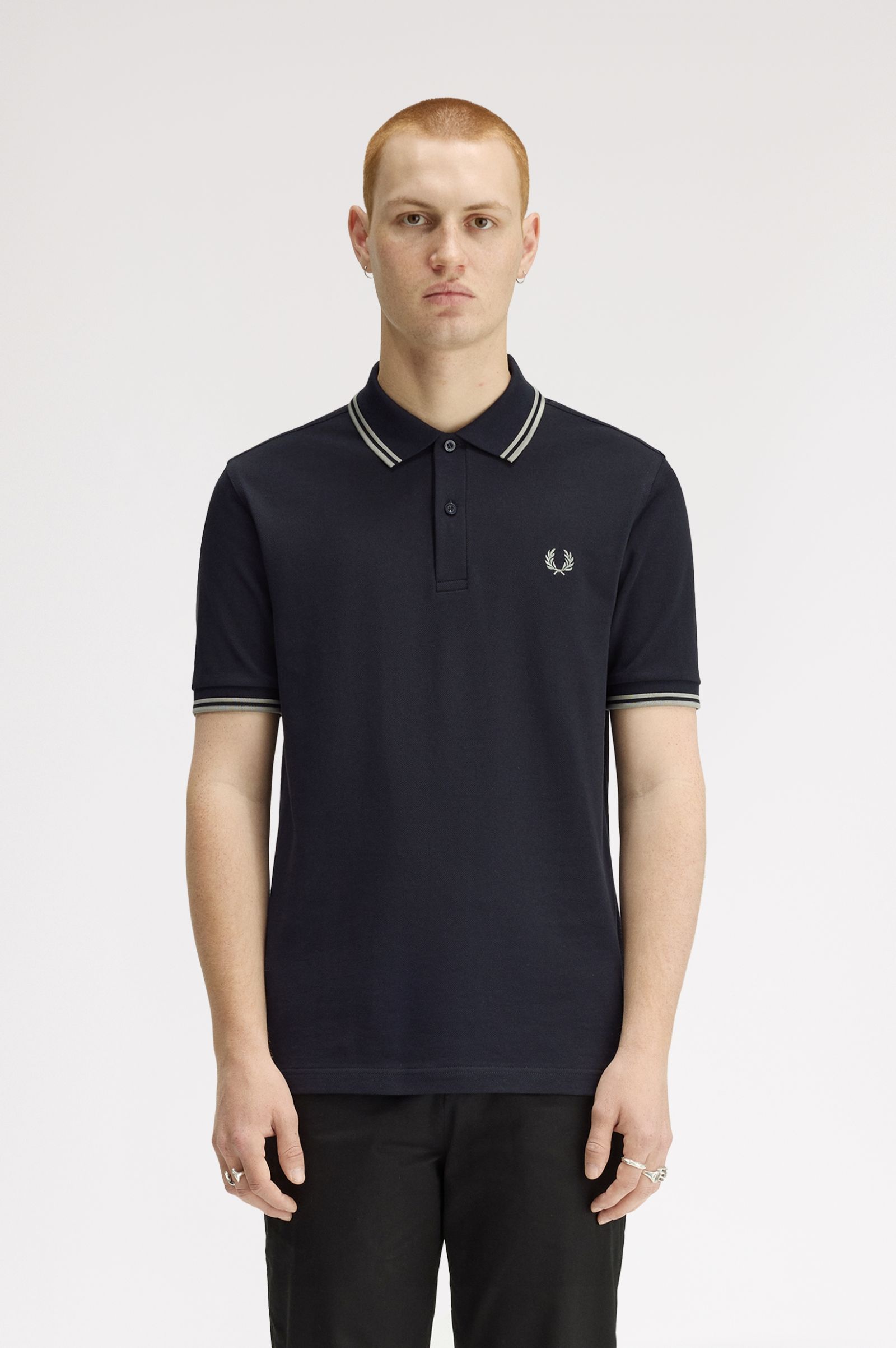 Fred Perry Twin Tipped Polo Shirt (Navy/Seagrass)