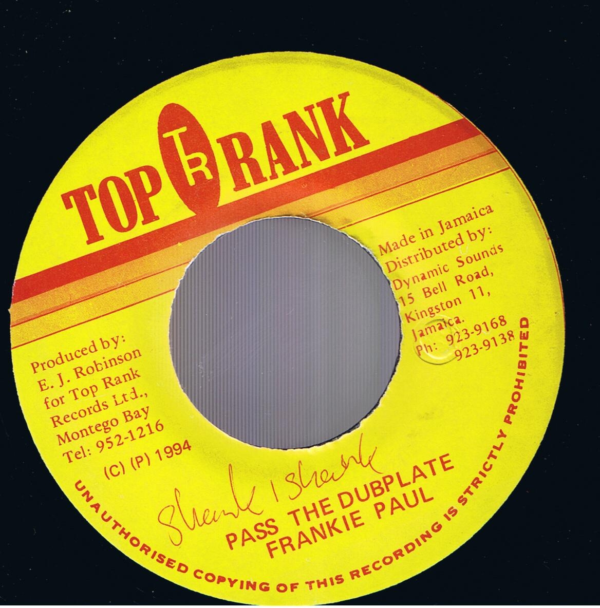 Frankie Paul - Pass The Dubplate / Version (7")