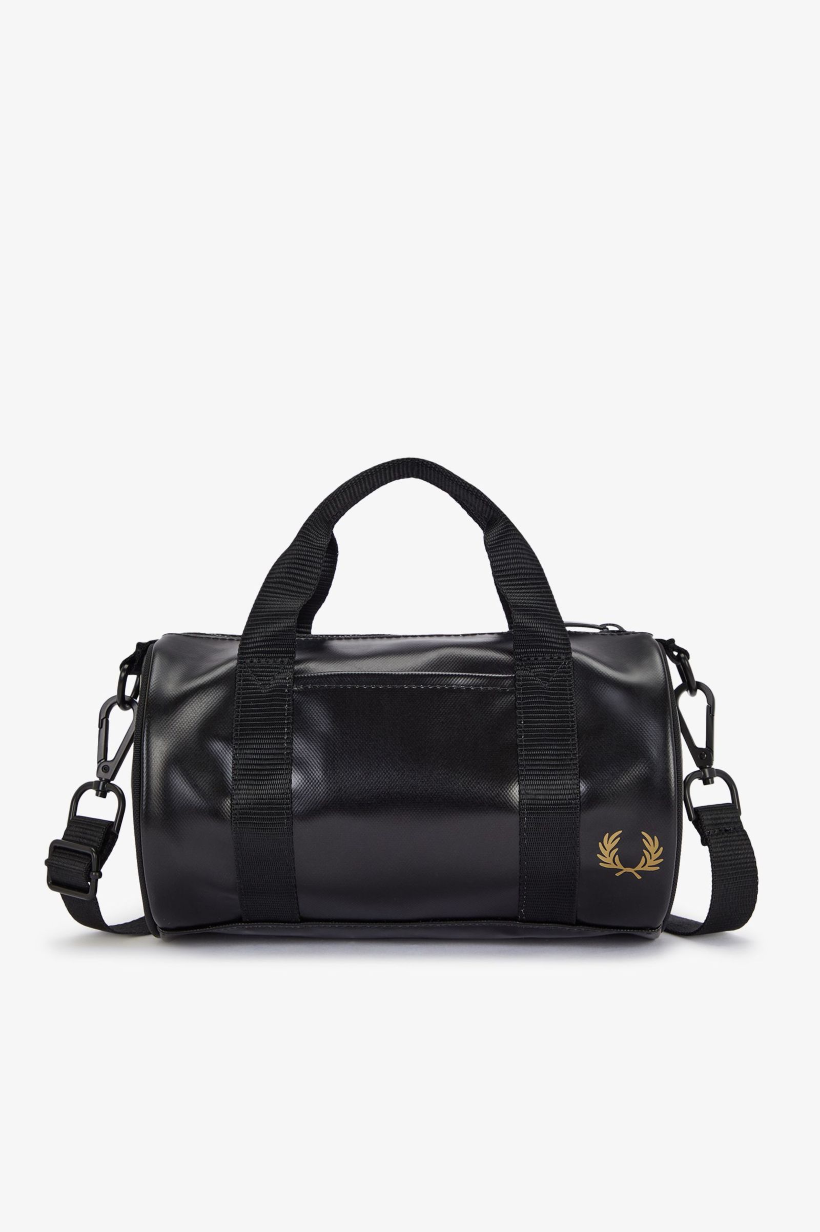 Fred Perry Tonal Classic Mini Barrel Bag in Black/Gold