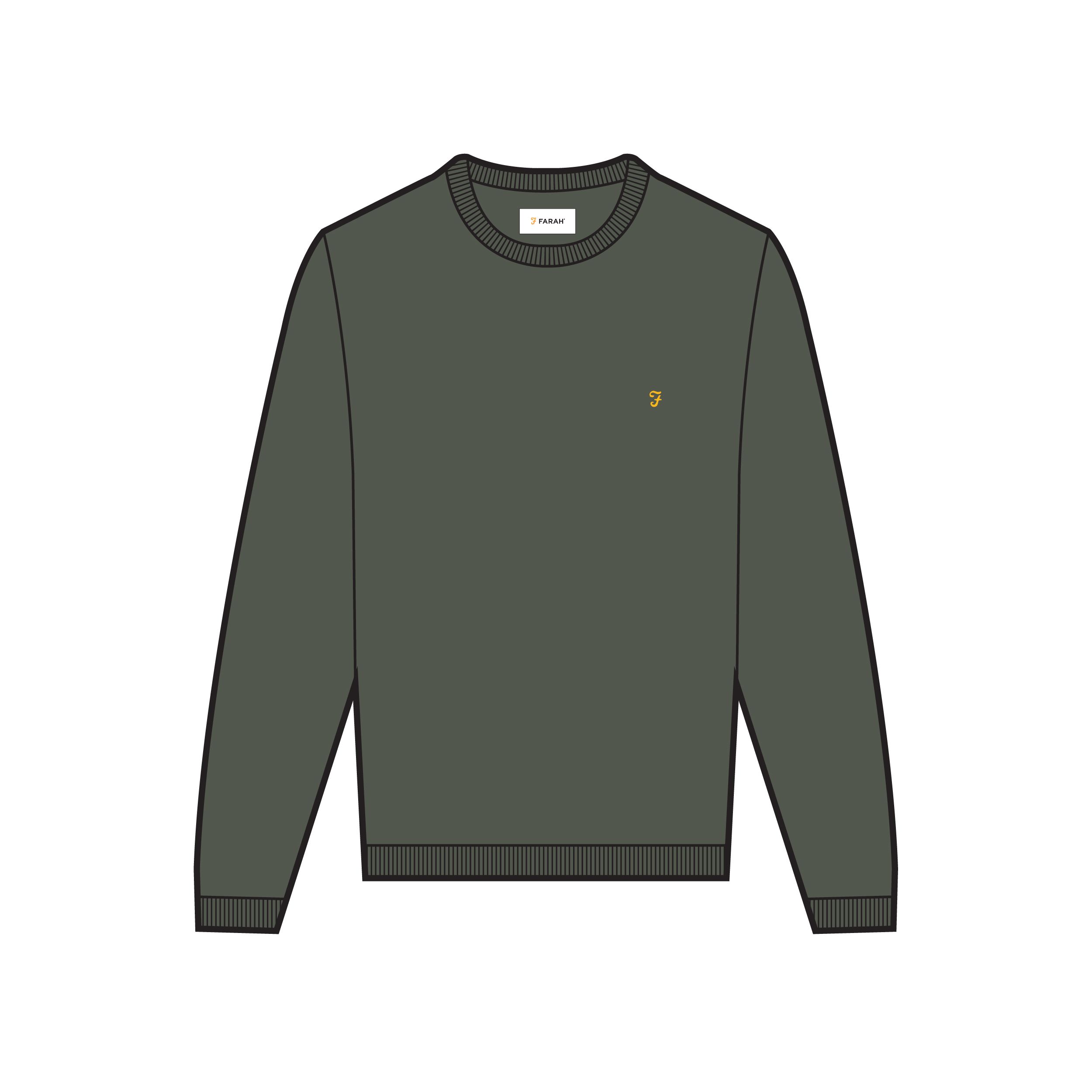  Farah Mullen Merino Wool Crew Neck Sweater (Rosemary) 