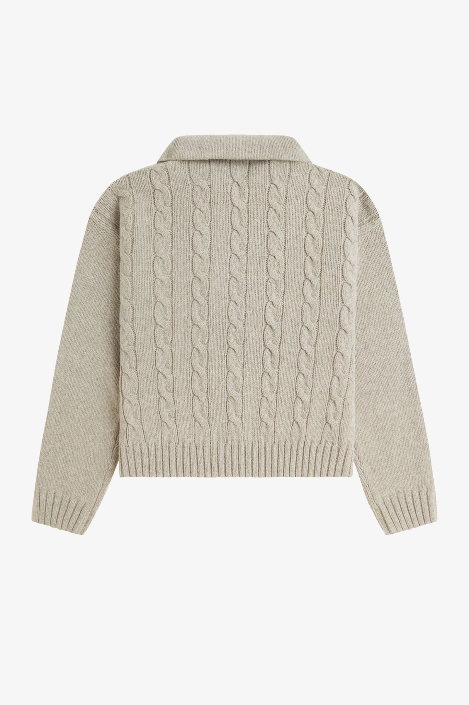 Fred Perry Half Zip Cable Knit Jumper (Warm Oat Marl)