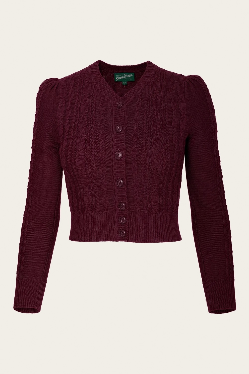 Emmy Design The Ice Skater Cardigan (Black Cherry Wool)