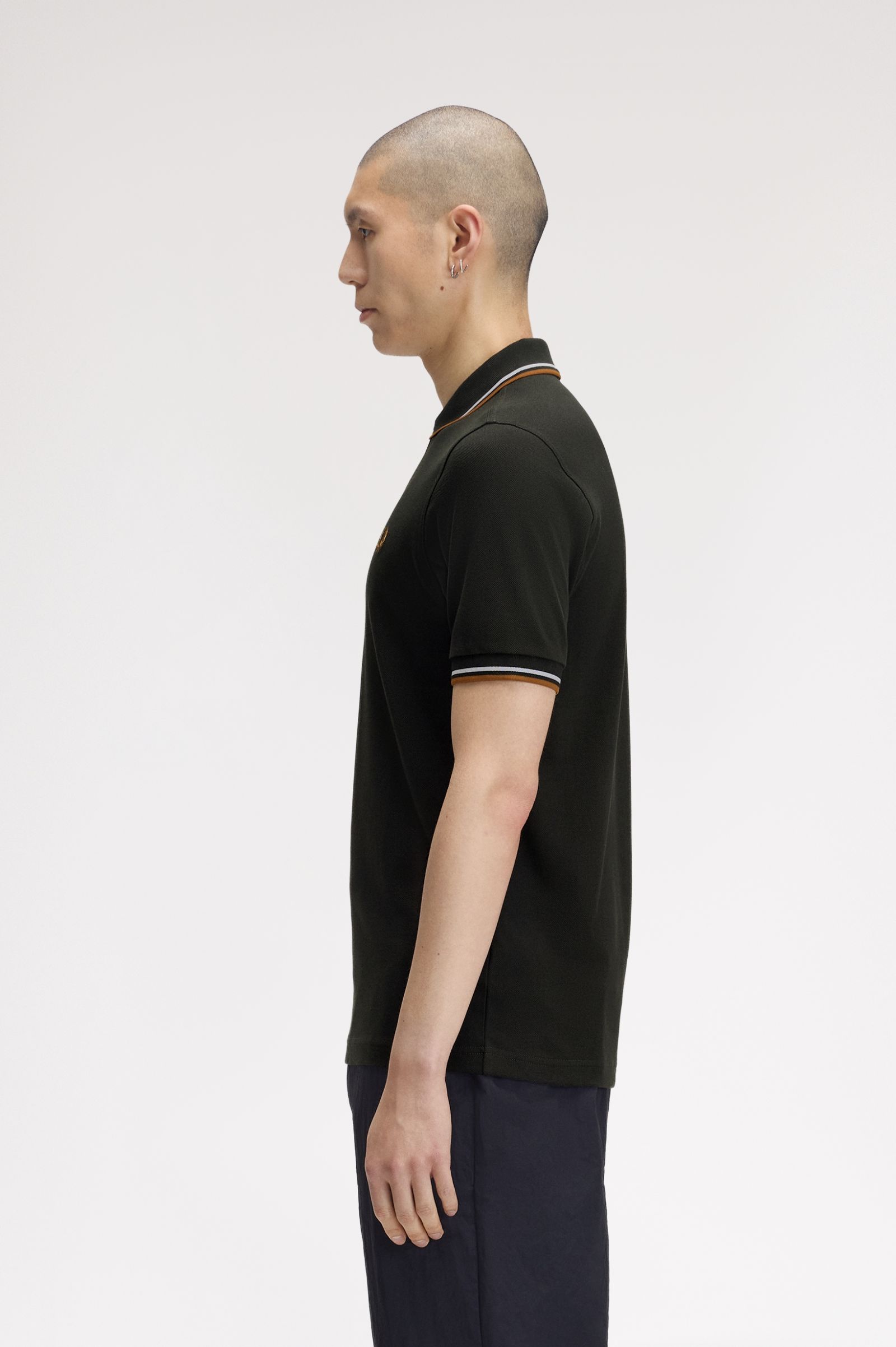 Fred Perry M3600 Twin Tipped Polo Shirt (Night Green/Dusky Blue/Dark Caramel)