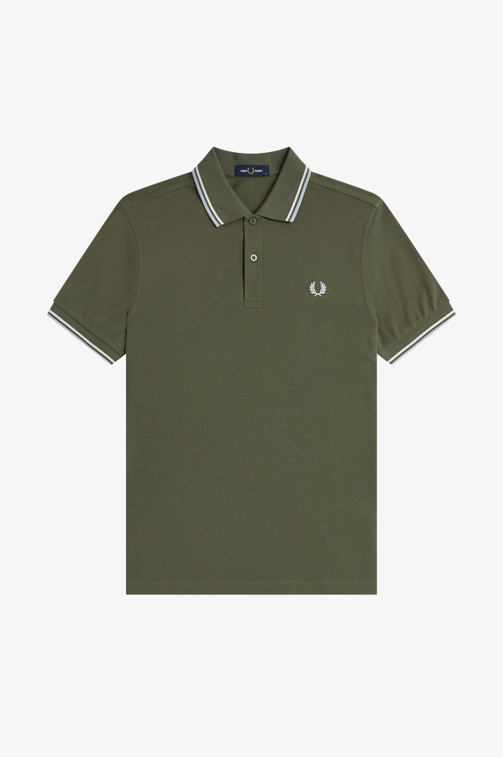 Fred Perry Twin Tipped Polo (Laurel Wreath Green/ Ecru/ Dusky Blue)