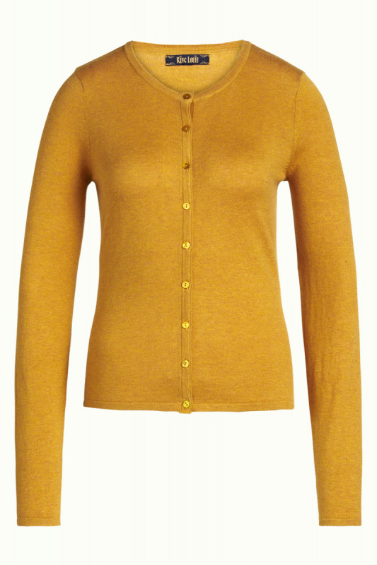 King Louie Cardi Roundneck Cocoon Honey Yellow