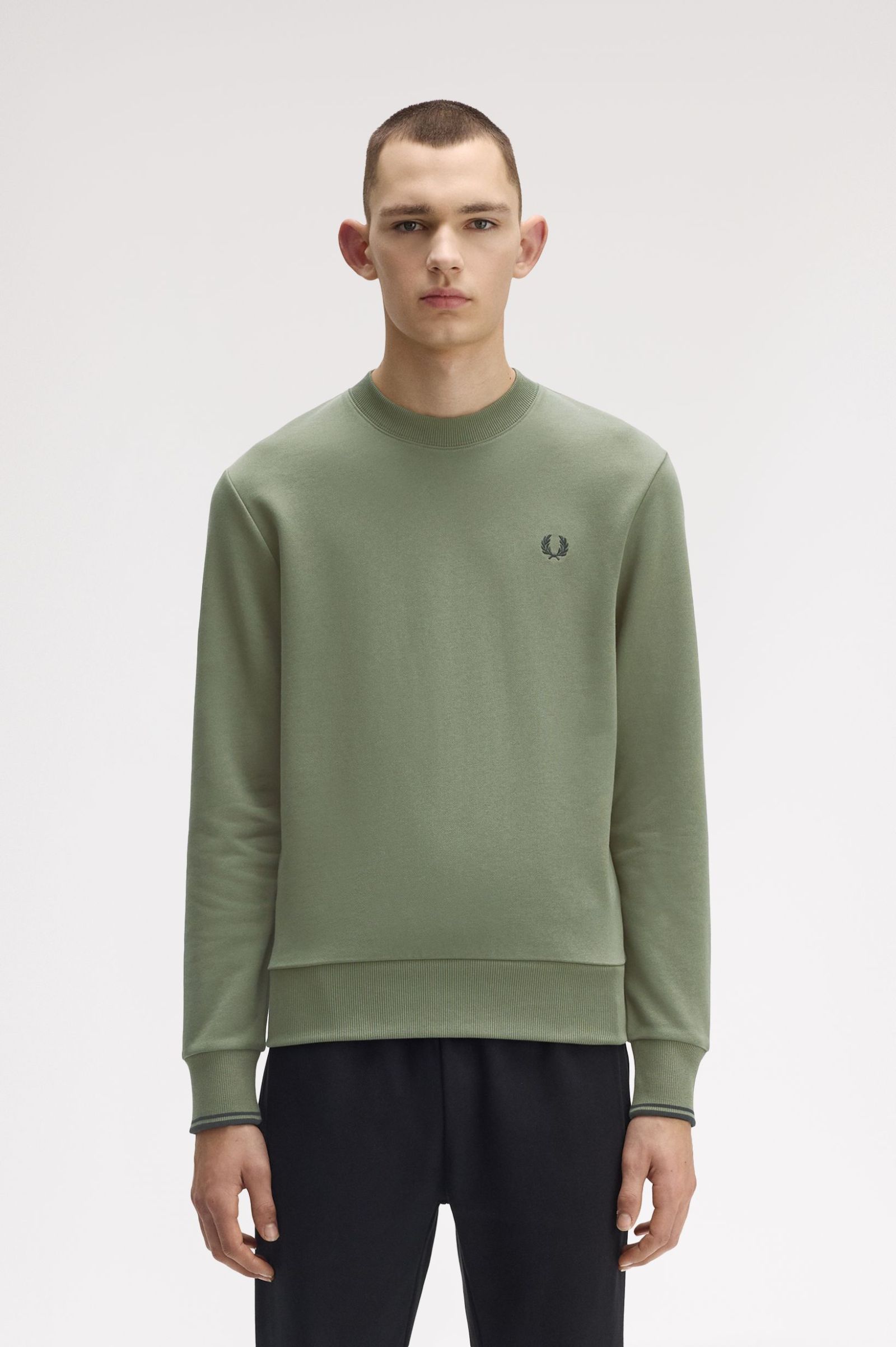 Fred Perry Crew Neck Sweatshirt (Laurelwreathgreen/Black)