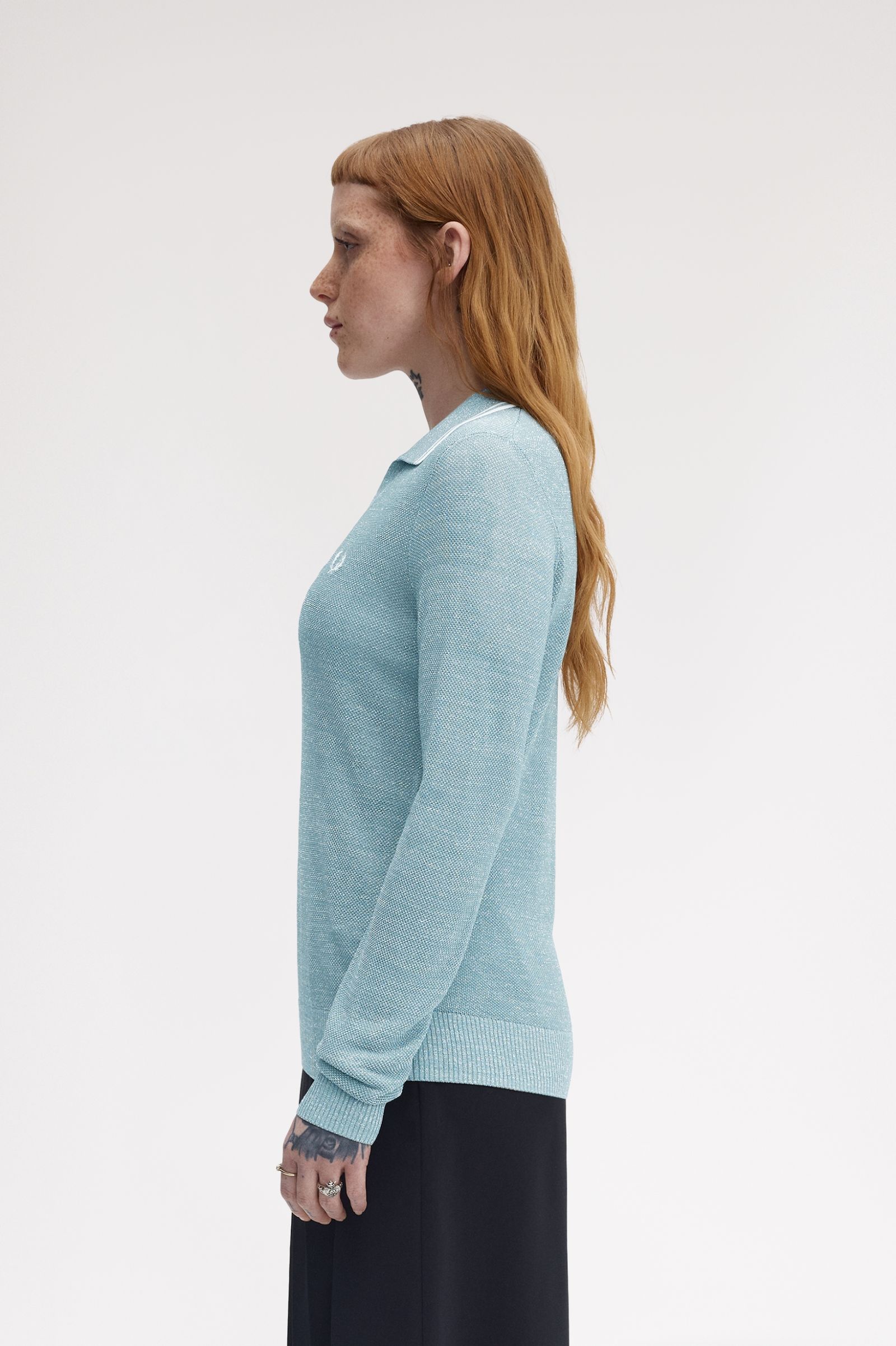 Fred Perry Textured Metallic Knit Polo Shirt