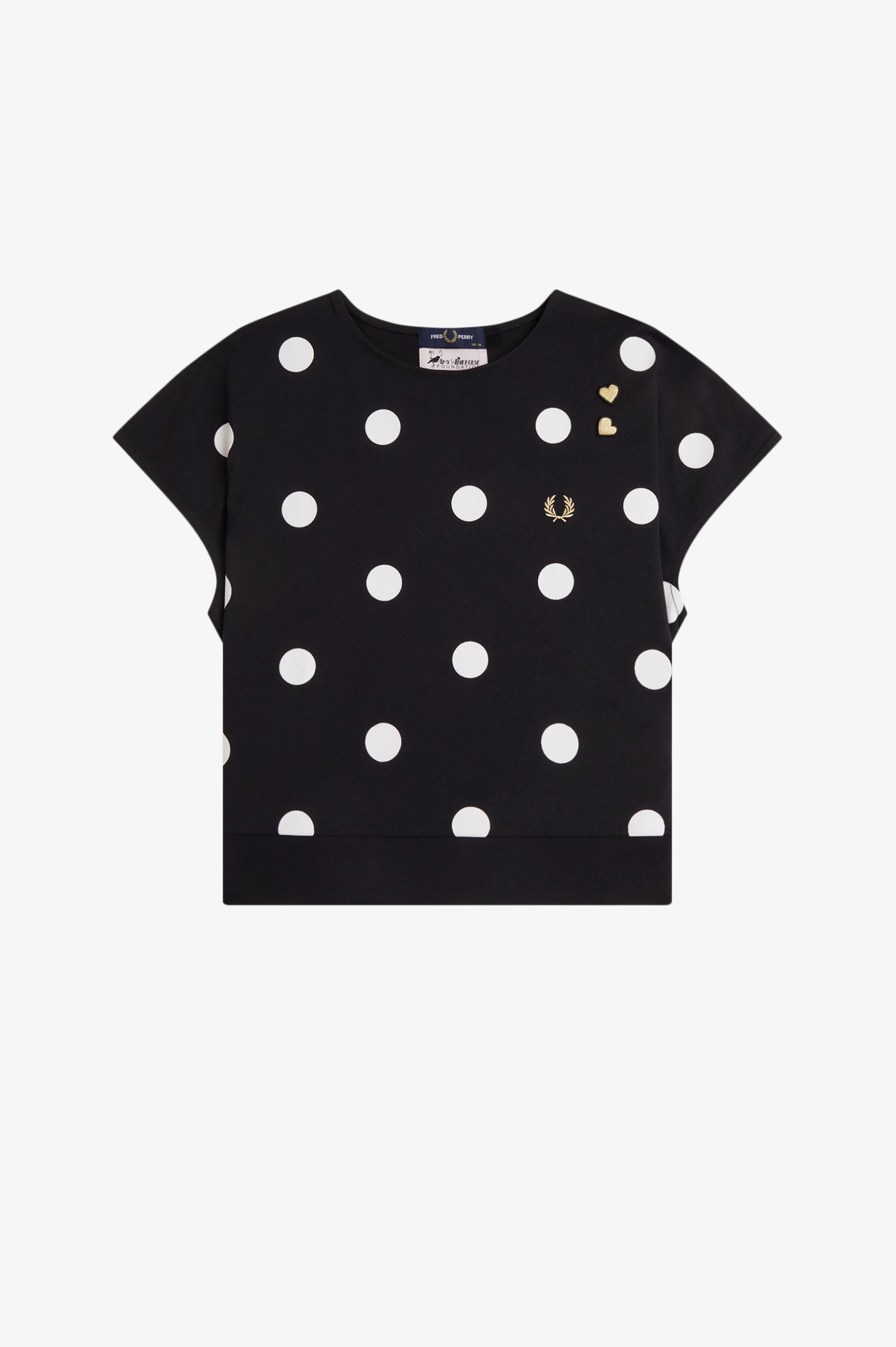 Fred Perry Amy Winehouse Flocked Polka Dot Top (Black)