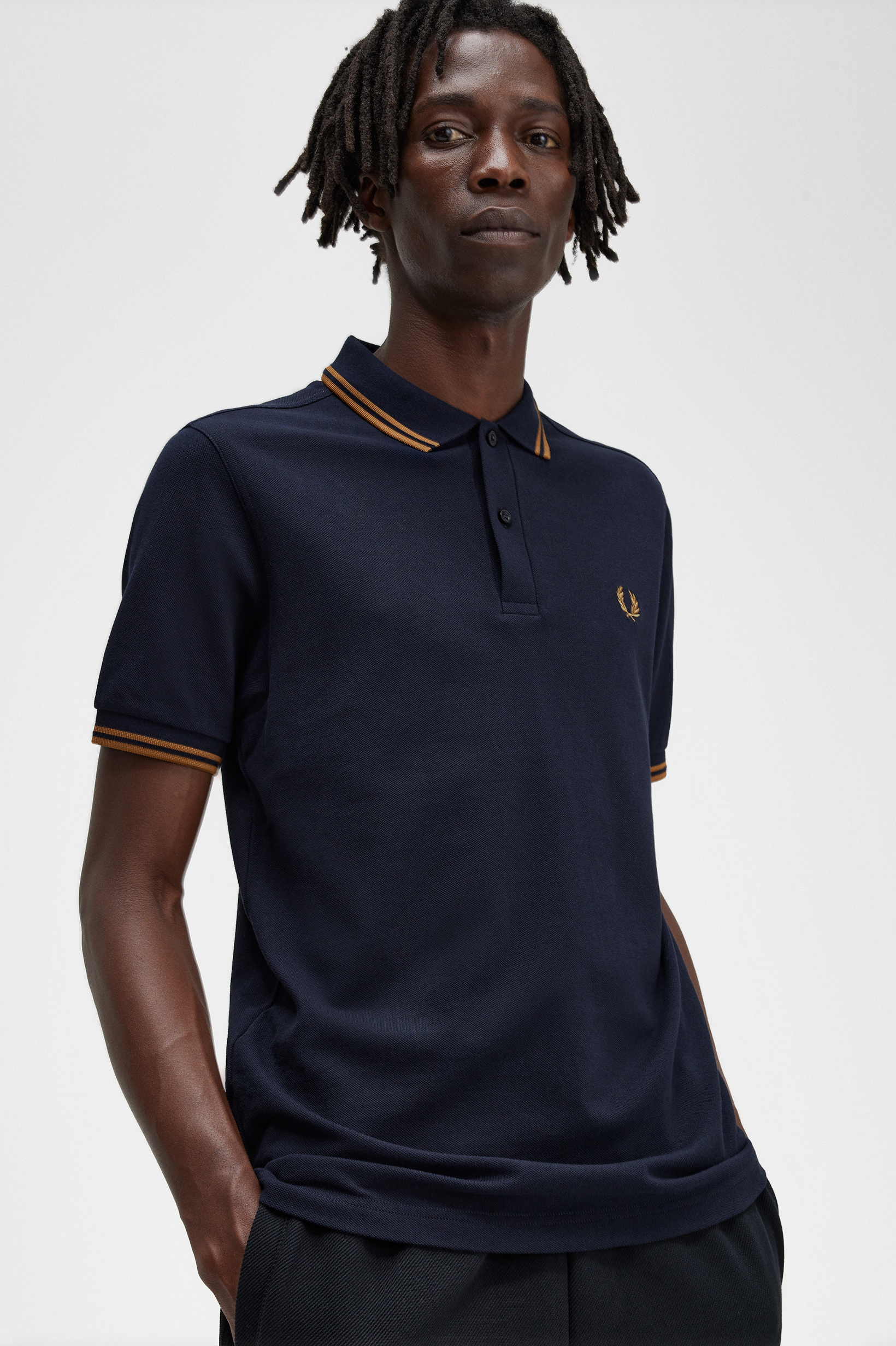 Fred Perry Twin Tipped Poloshirt M3600 Navy/Dark Caramel