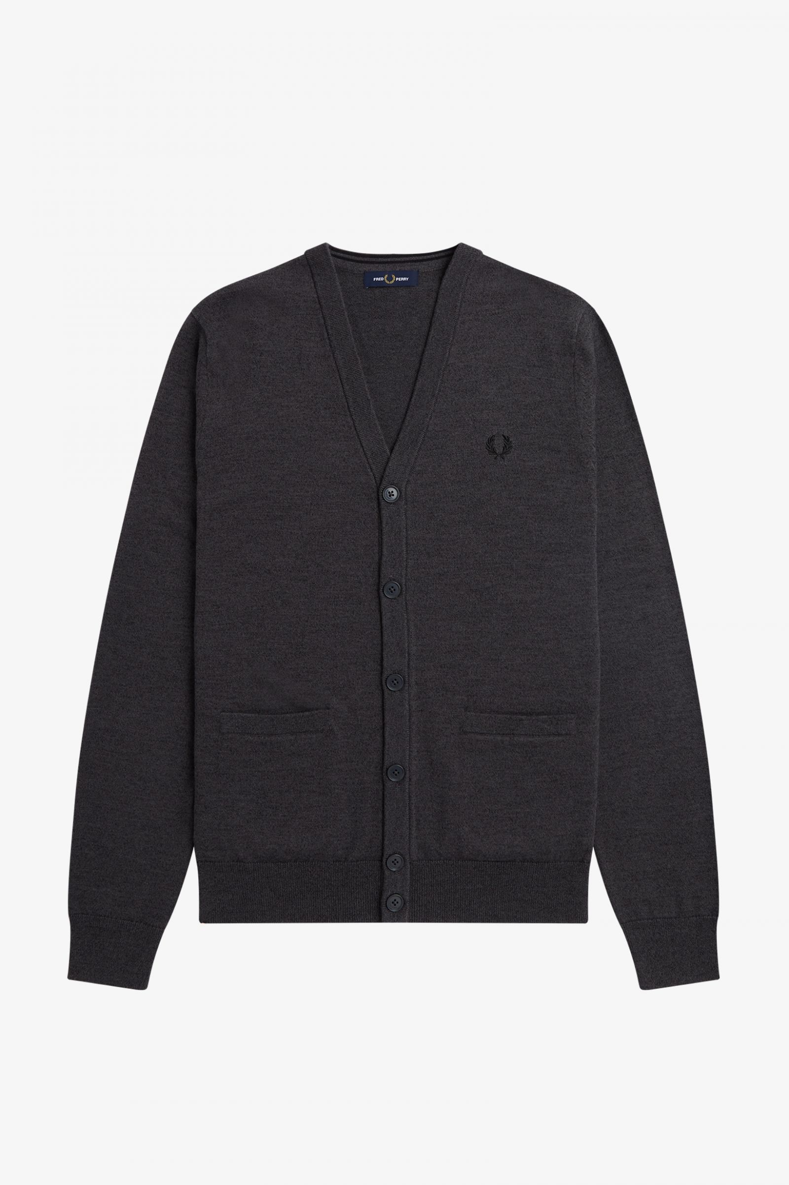 Fred Perry Classic Cardigan in Dark Grey Marl