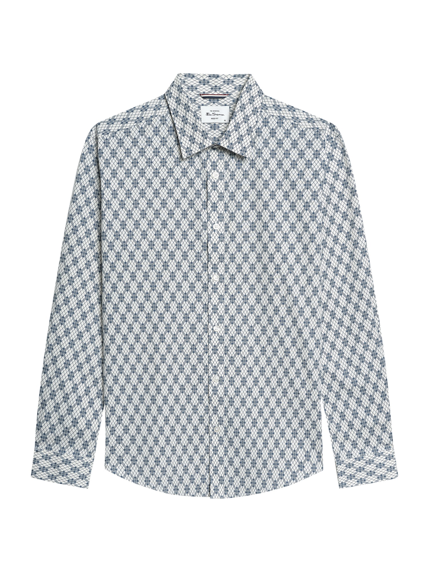 Ben Sherman Long Sleeve Linear Geo Print Shirt (Off White)