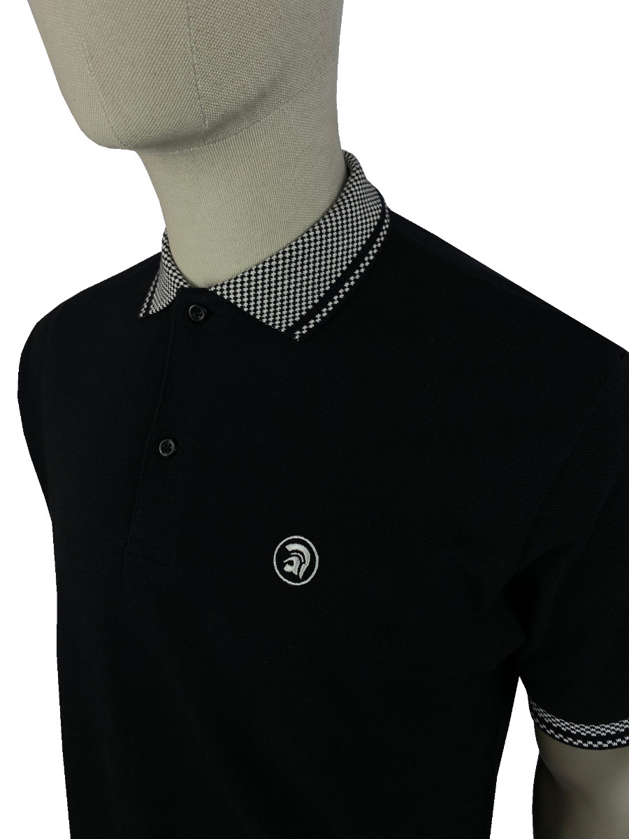 Trojan Chequerboard Trim Pique Polo TR/8672 Black 