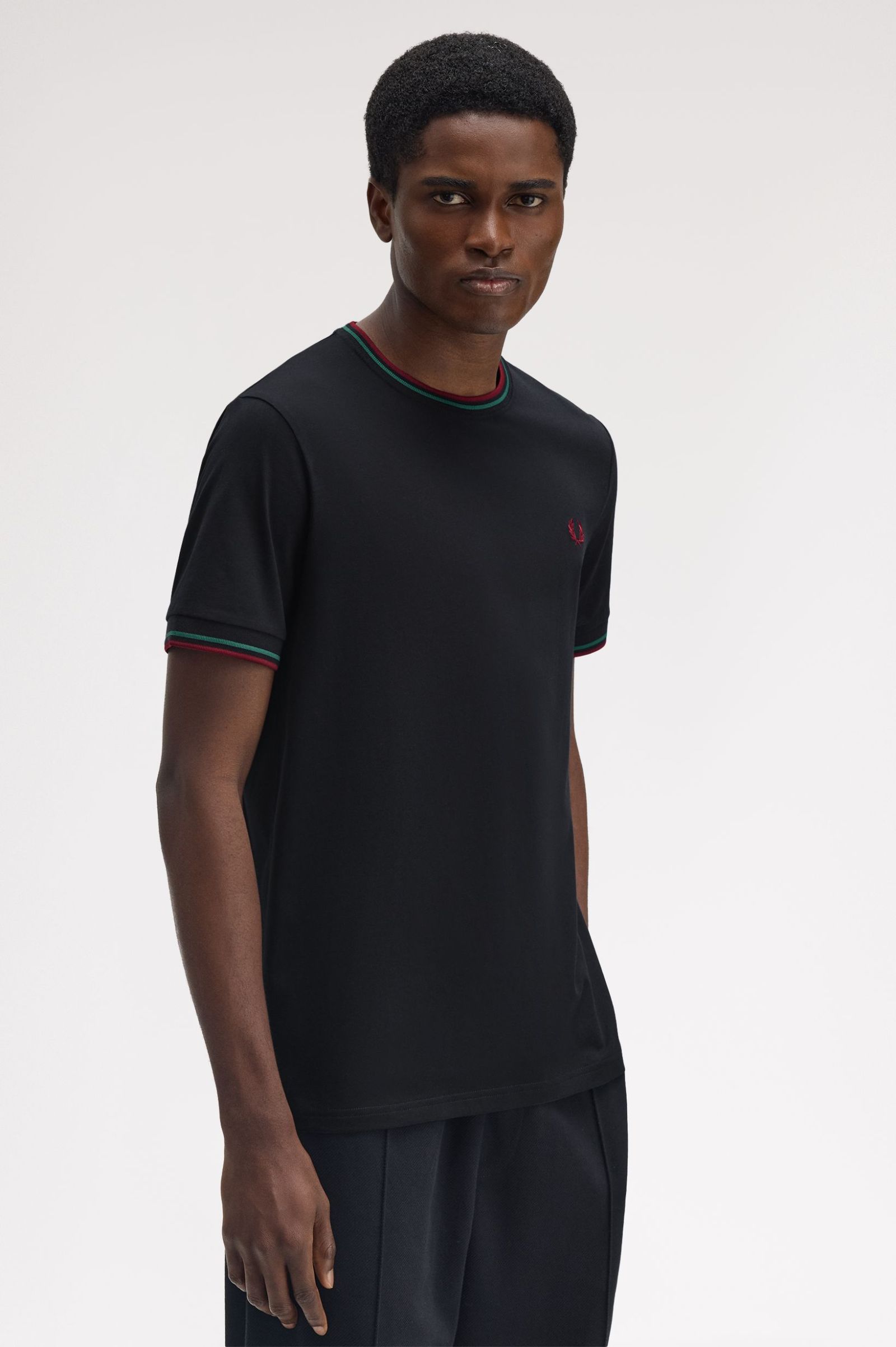Fred Perry Twin Tipped T-Shirt in Navy/Sport Green/Burnt Red