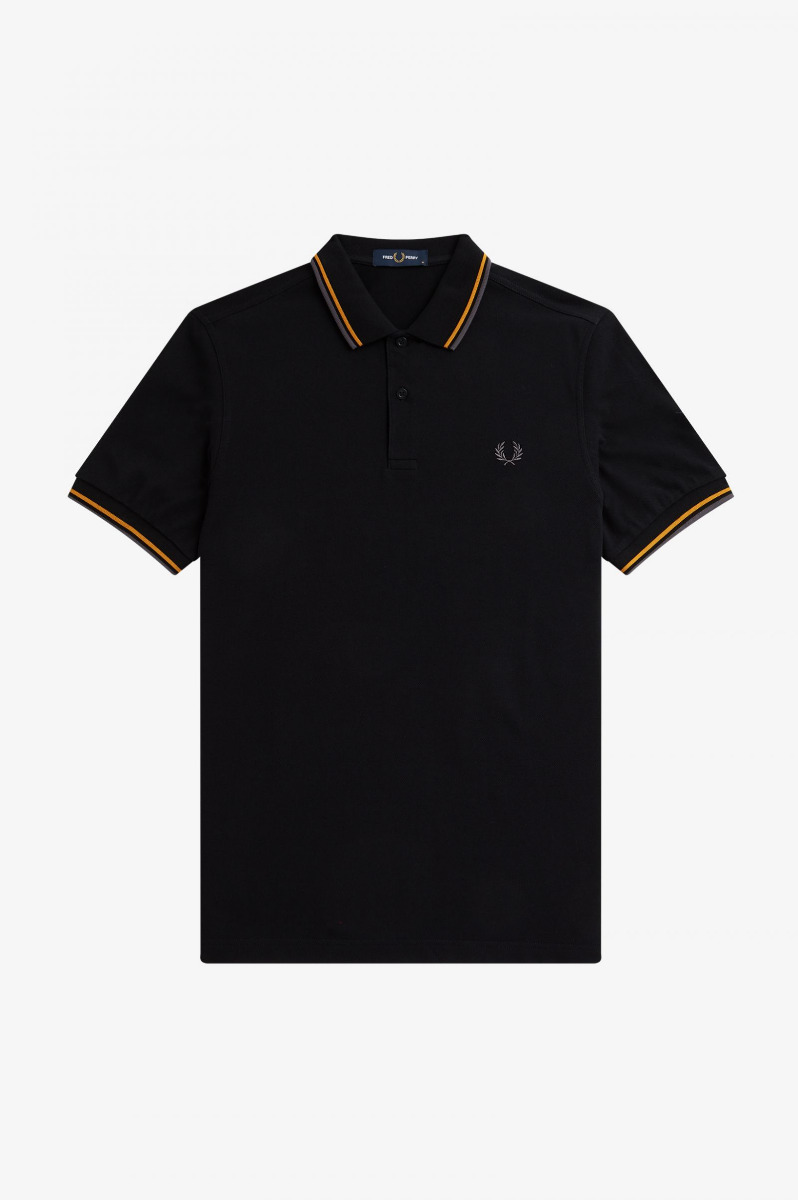Fred Perry Twin Tipped Polo Shirt M3600 Black gold/Gunmetal-XL