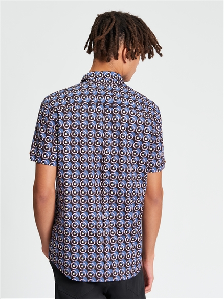 Ben Sherman Short Sleeve Geo Spot Print Shirt (Coffee)