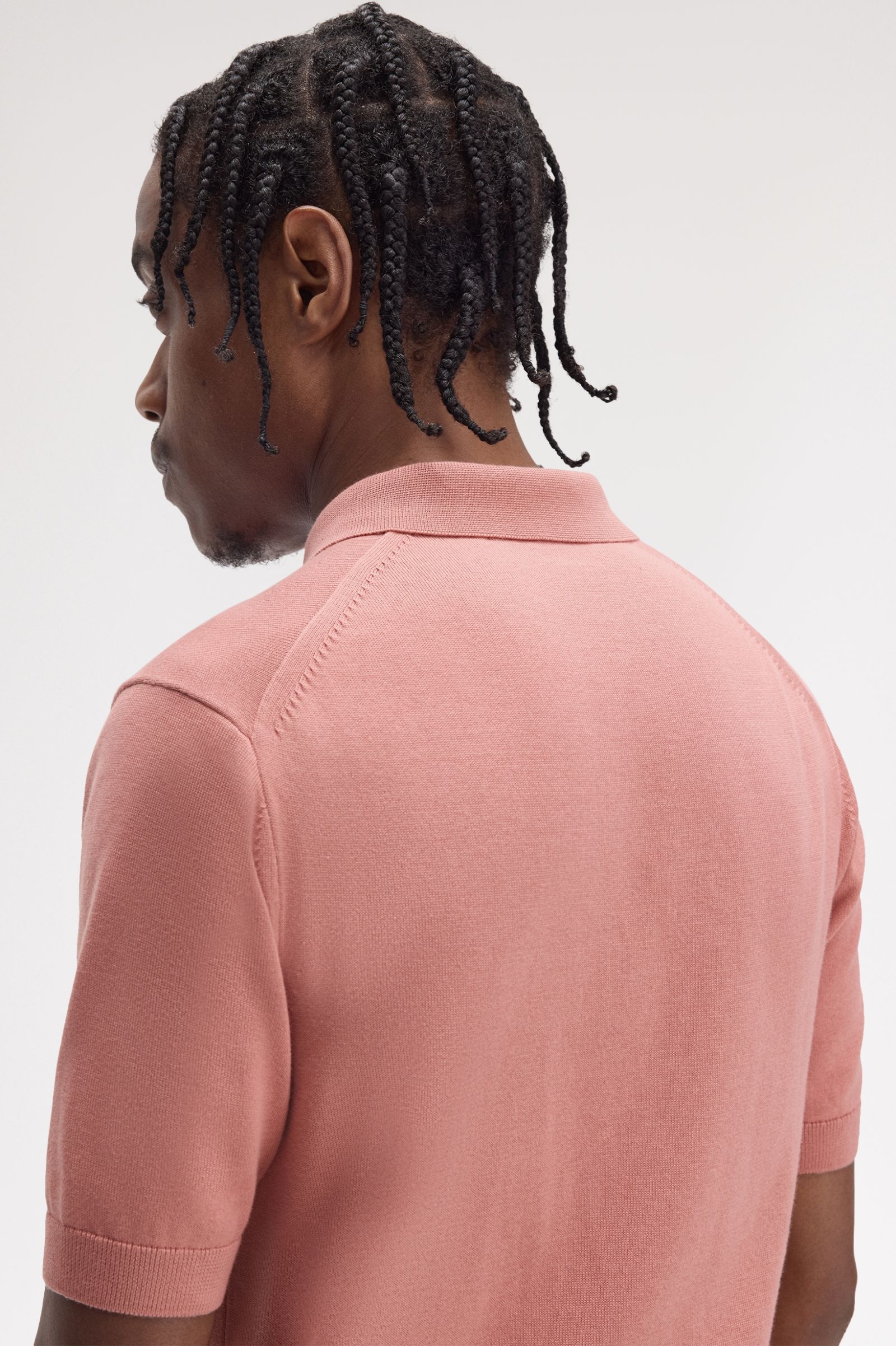 Fred Perry Cotton Knitted Shirt in Putty Pink 