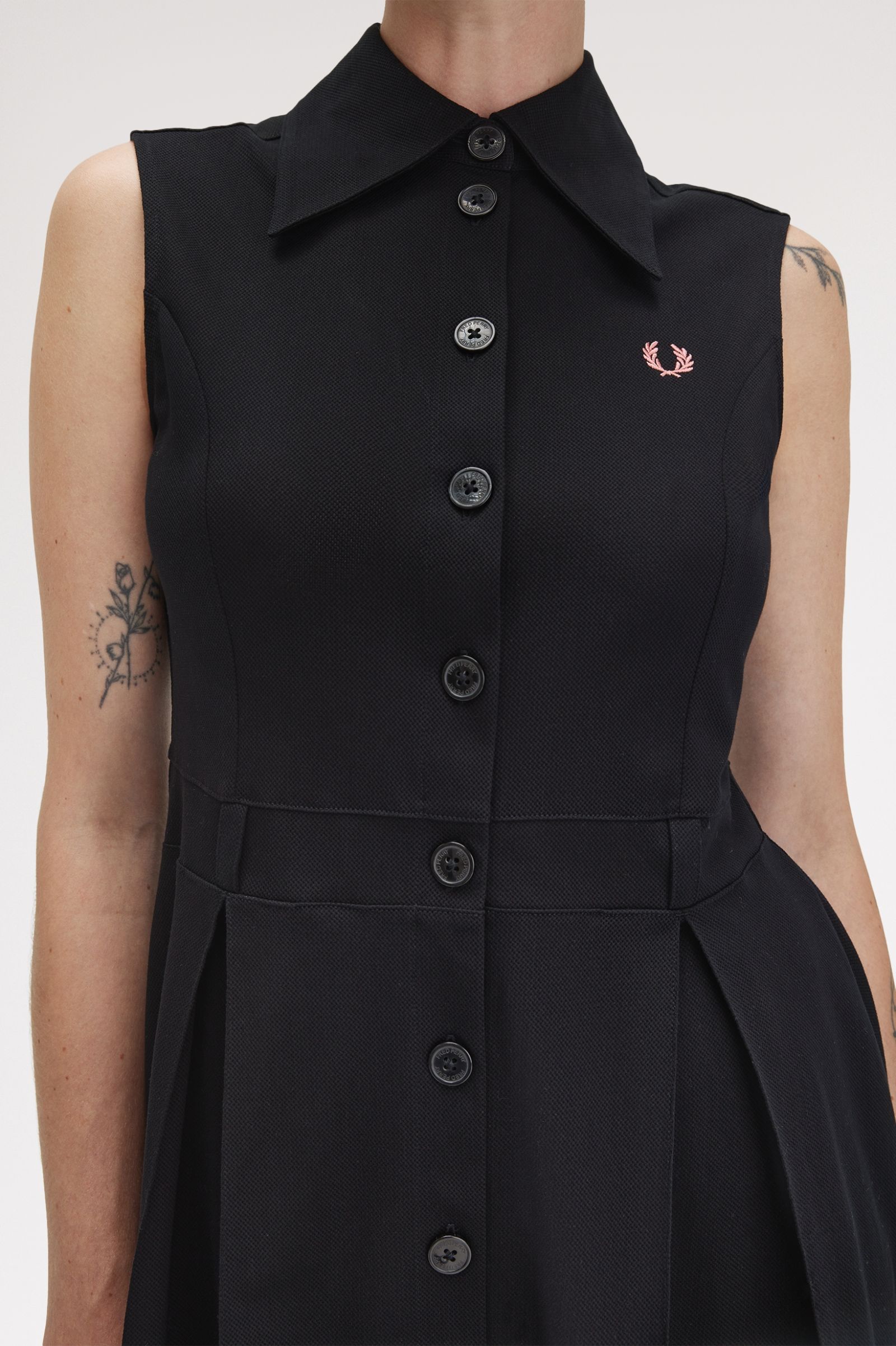 Fred Perry Mesh Shirt Dress in Black 