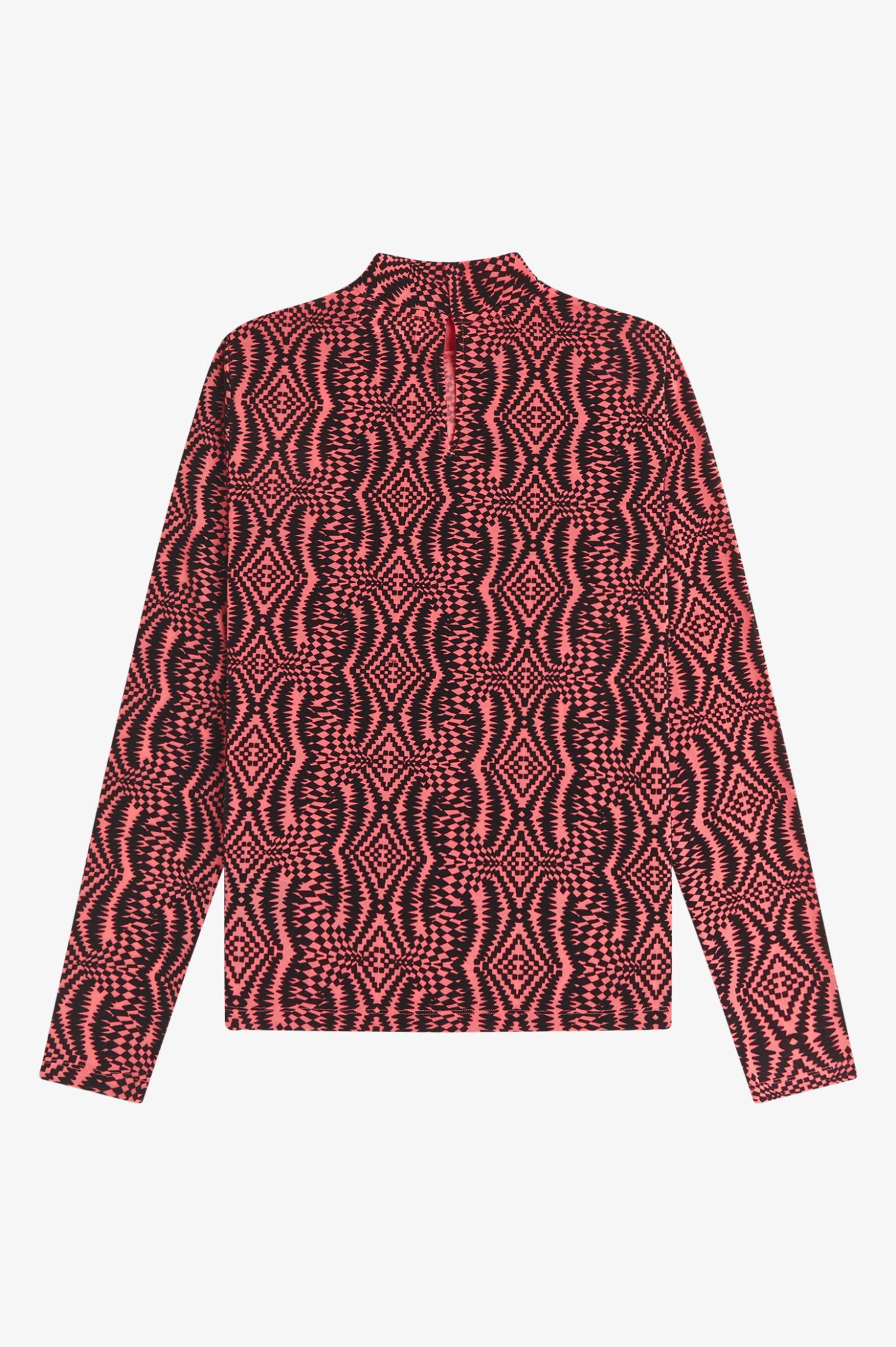 Fred Perry Amy Winehouse Flock Print Mesh Top (Flamingo Tan)