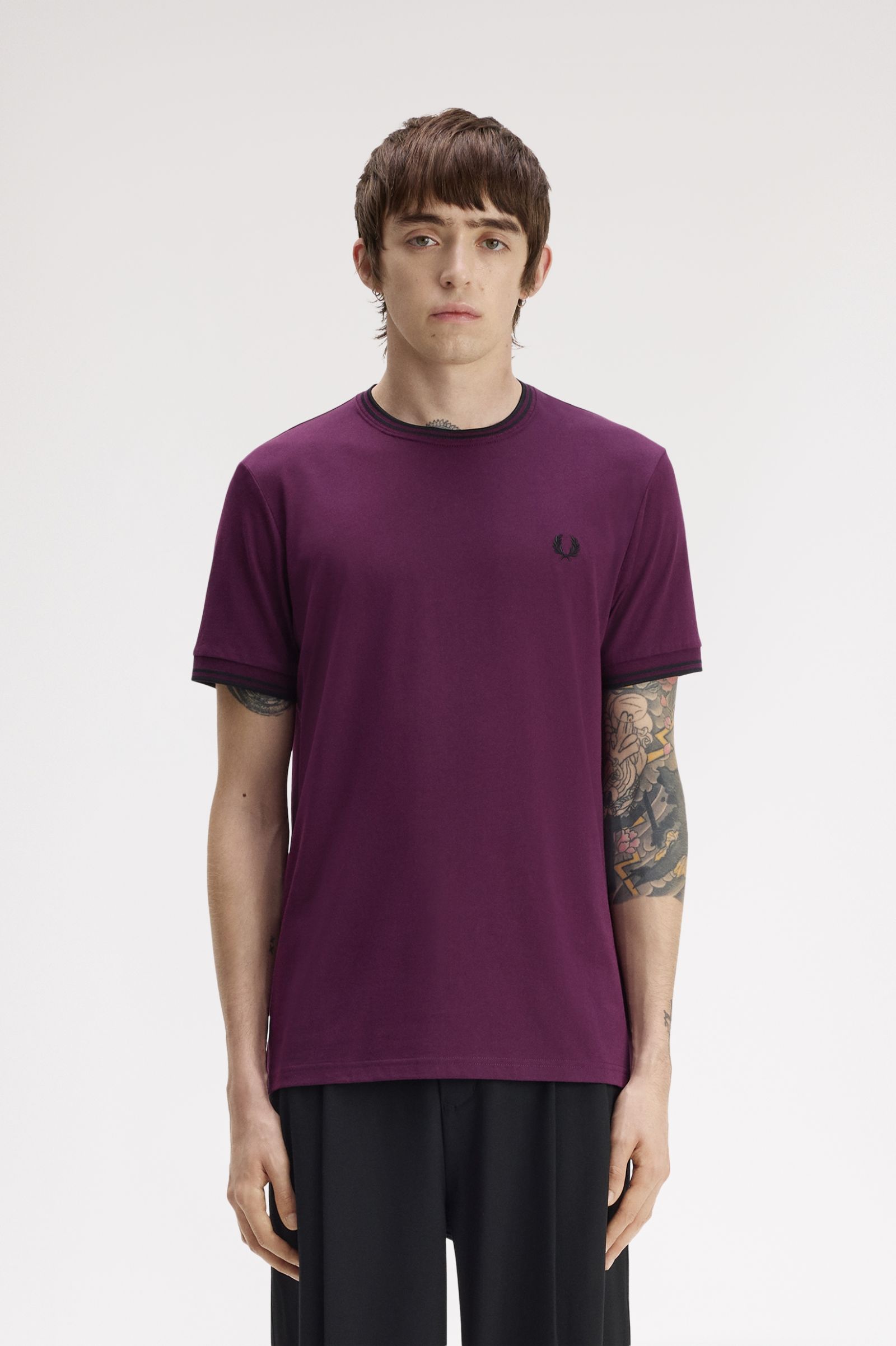 Fred Perry Twin Tipped T-Shirt (Plum/Black)