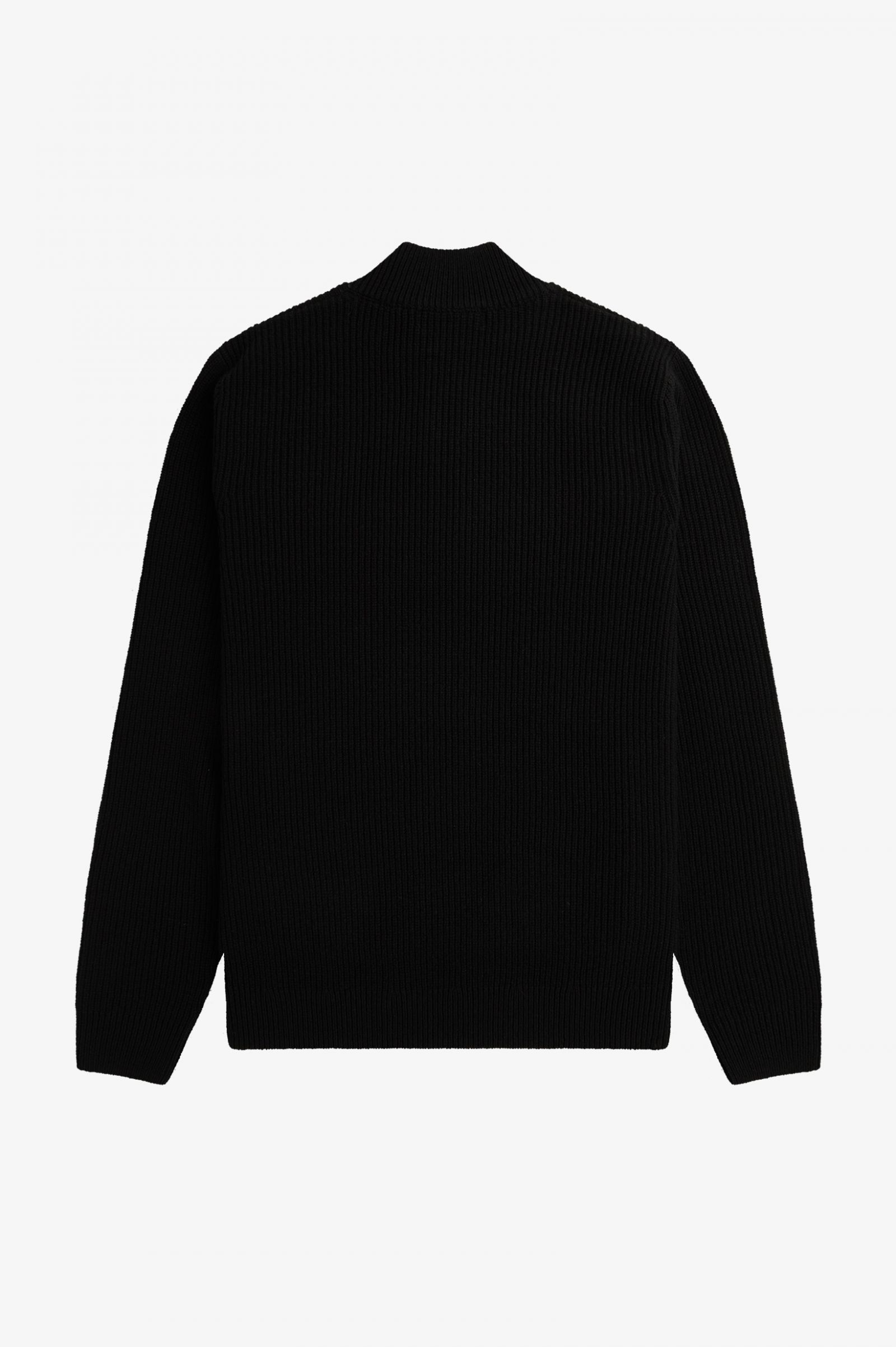 Fred Perry Textured Half Zip Jumper in Black