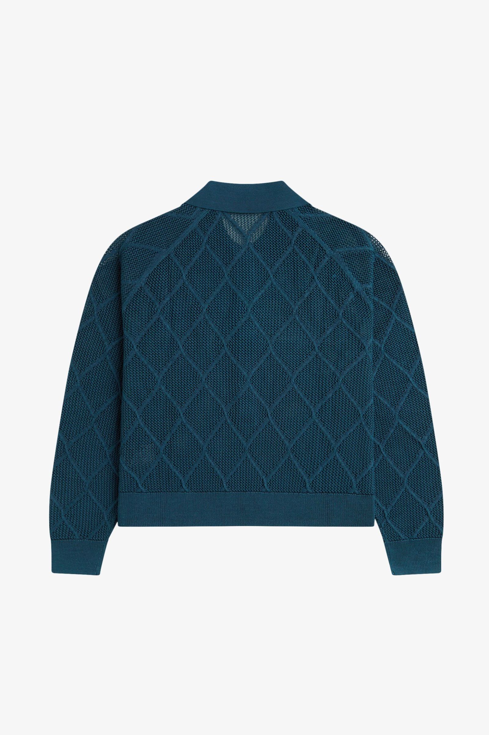 Fred Perry Argyle Mesh Knitted Shirt (Dark Petrol)