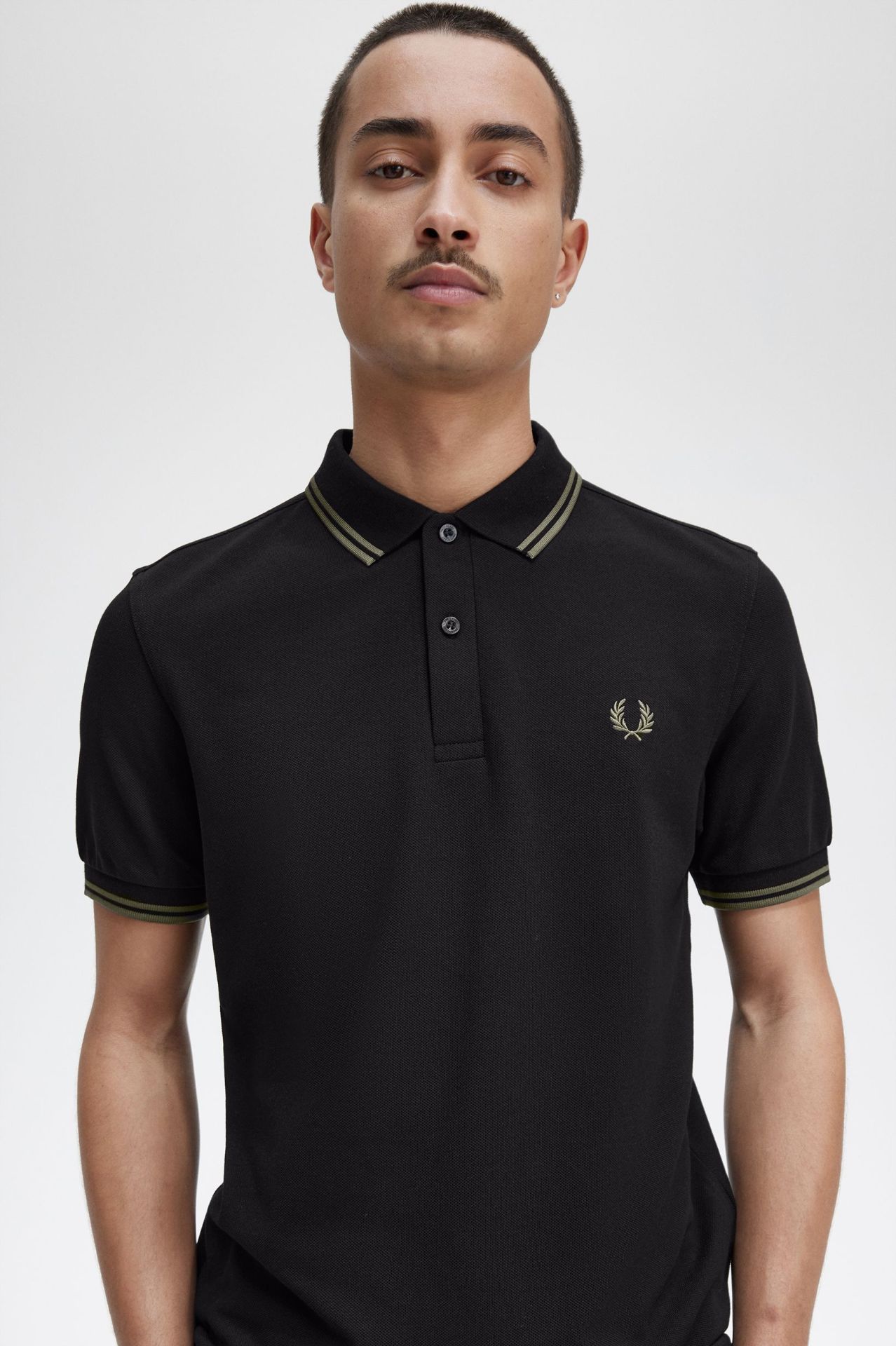 Fred Perry Twin Tipped Shirt in Black/Green 