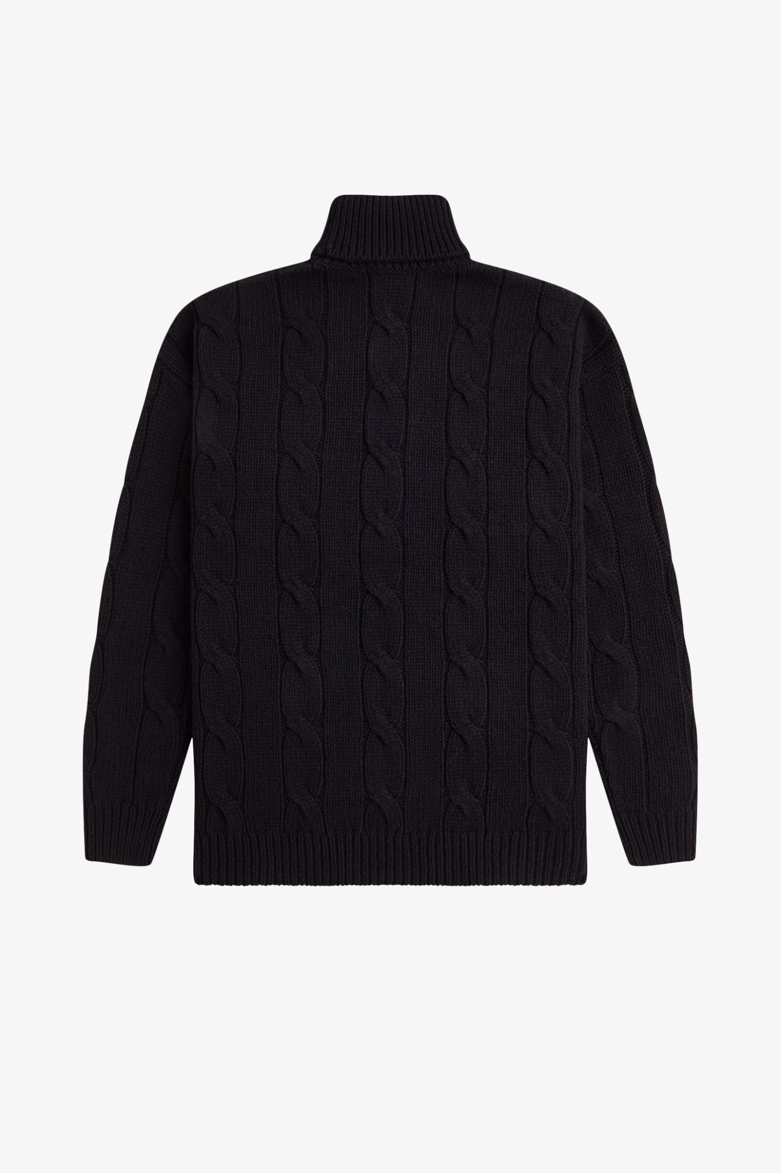 Fred Perry Roll Neck Cable Knit Jumper (Black)