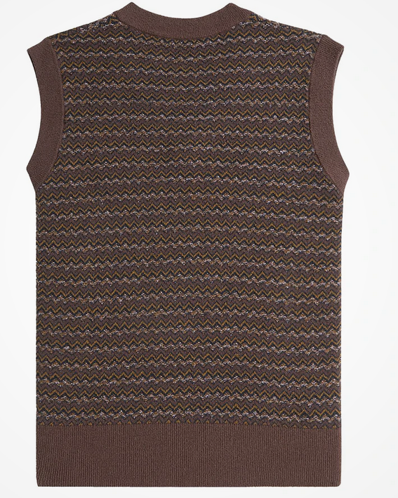 Fred Perry Boucle Jacquard Knitted Tank in Carrington Brick