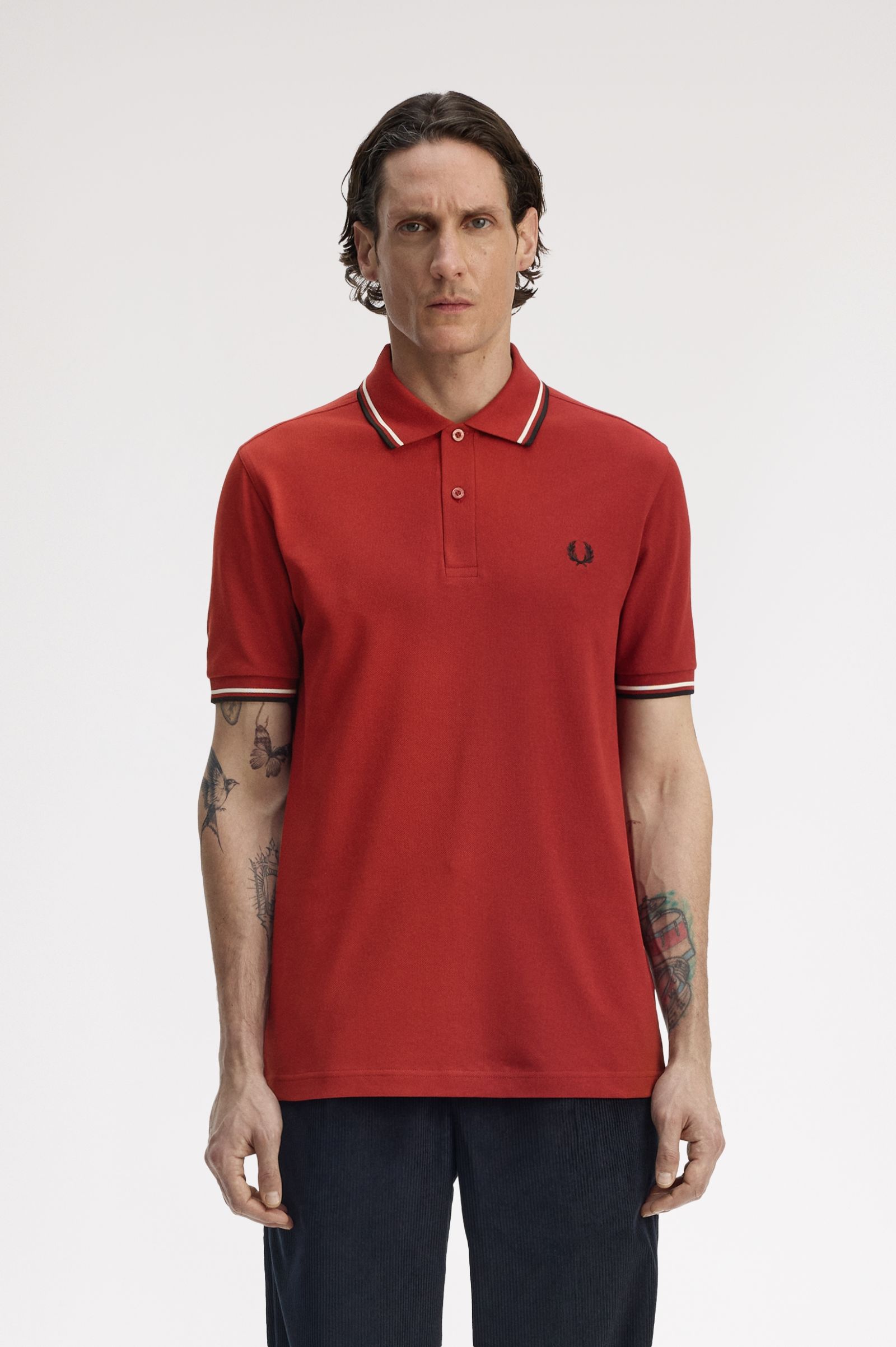 Fred Perry Twin Tipped Shirt (Burned Red/Ecru/Black)