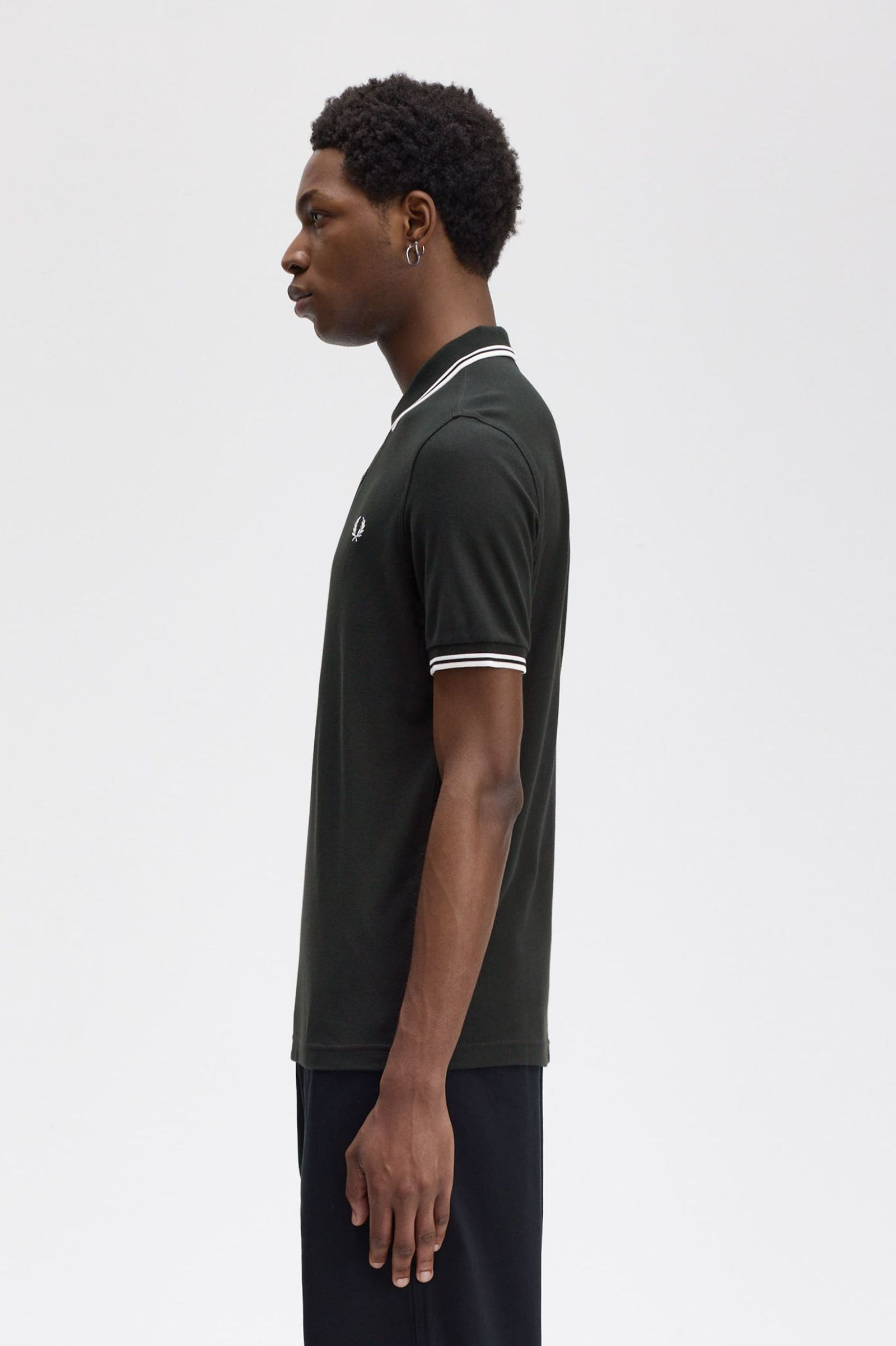 Fred Perry Twin Tipped Shirt in Nightgreen/Snow White