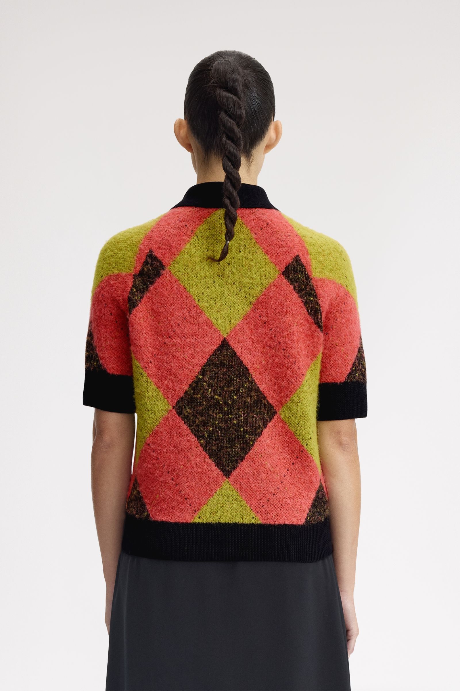 Fred Perry Brushed Argyle Knitted Shirt (Flamingo Tan)