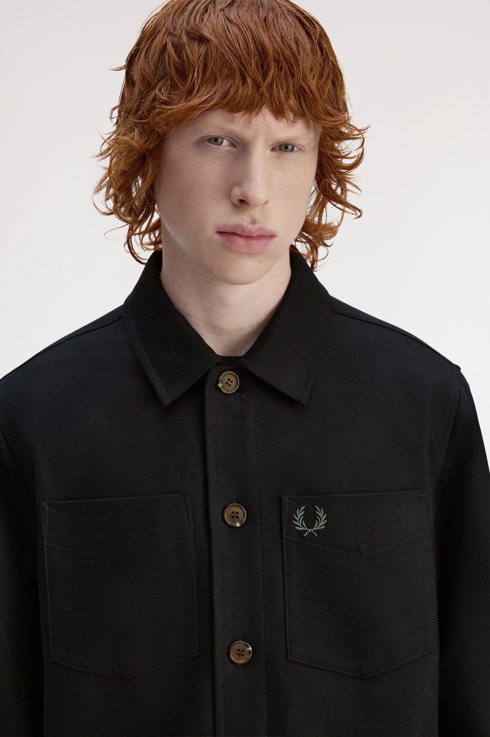 Fred Perry Brushed Twill Overshirt (Black)